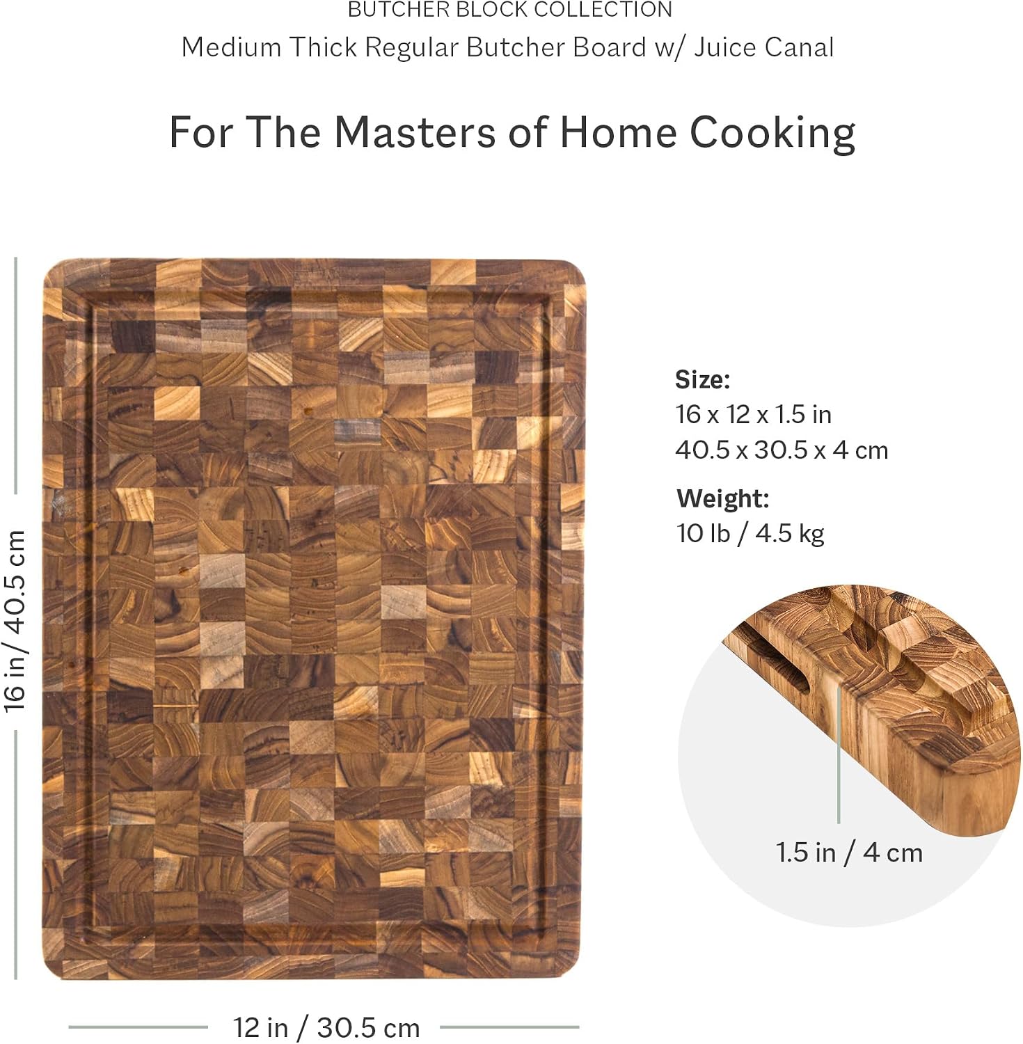 Teakhaus Butcher Block Carving Board - Large Extra Thick Cutting Board with Juice Groove - Holiday Gift Ideas for Men and Women - Gift-Ready End Grain Wood, Knife Friendly - FSC Certified