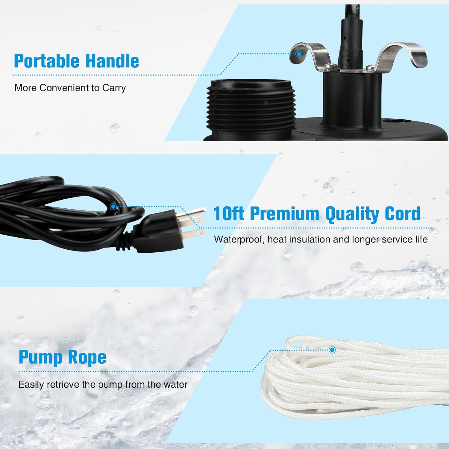 Water Transfer Garden Pump, 1.6 HP 1000GPH Portable Electric Shallow Well Jet Pump, Stainless Steel Sprinkler Pressure Booster Pump for Pool Draining, Lawn Fountain, Irrigation, Water Removal
