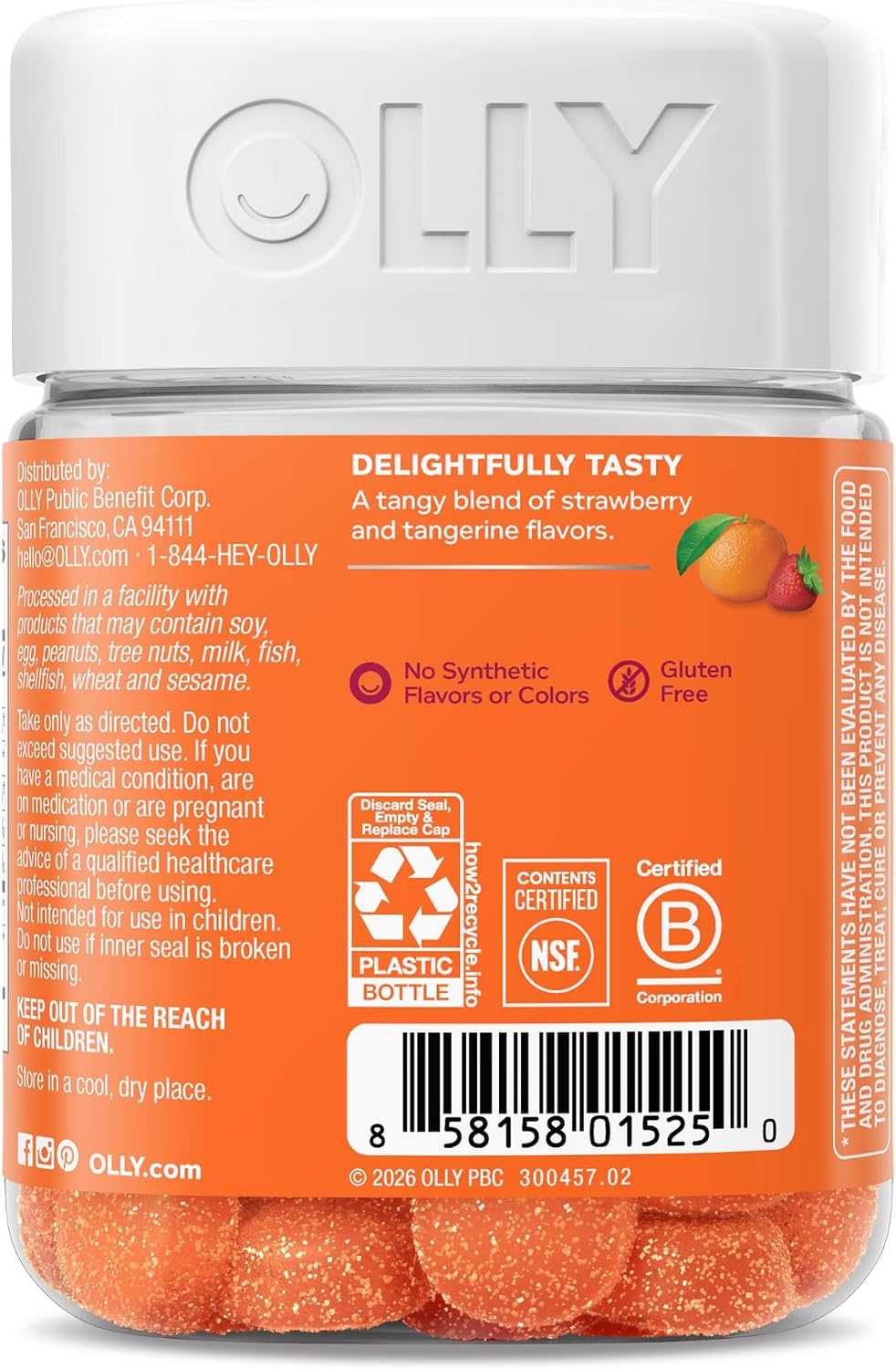 OLLY Laser Focus Gummy Supplement,* Ginseng Extract, Alpha GPC - 36 Count