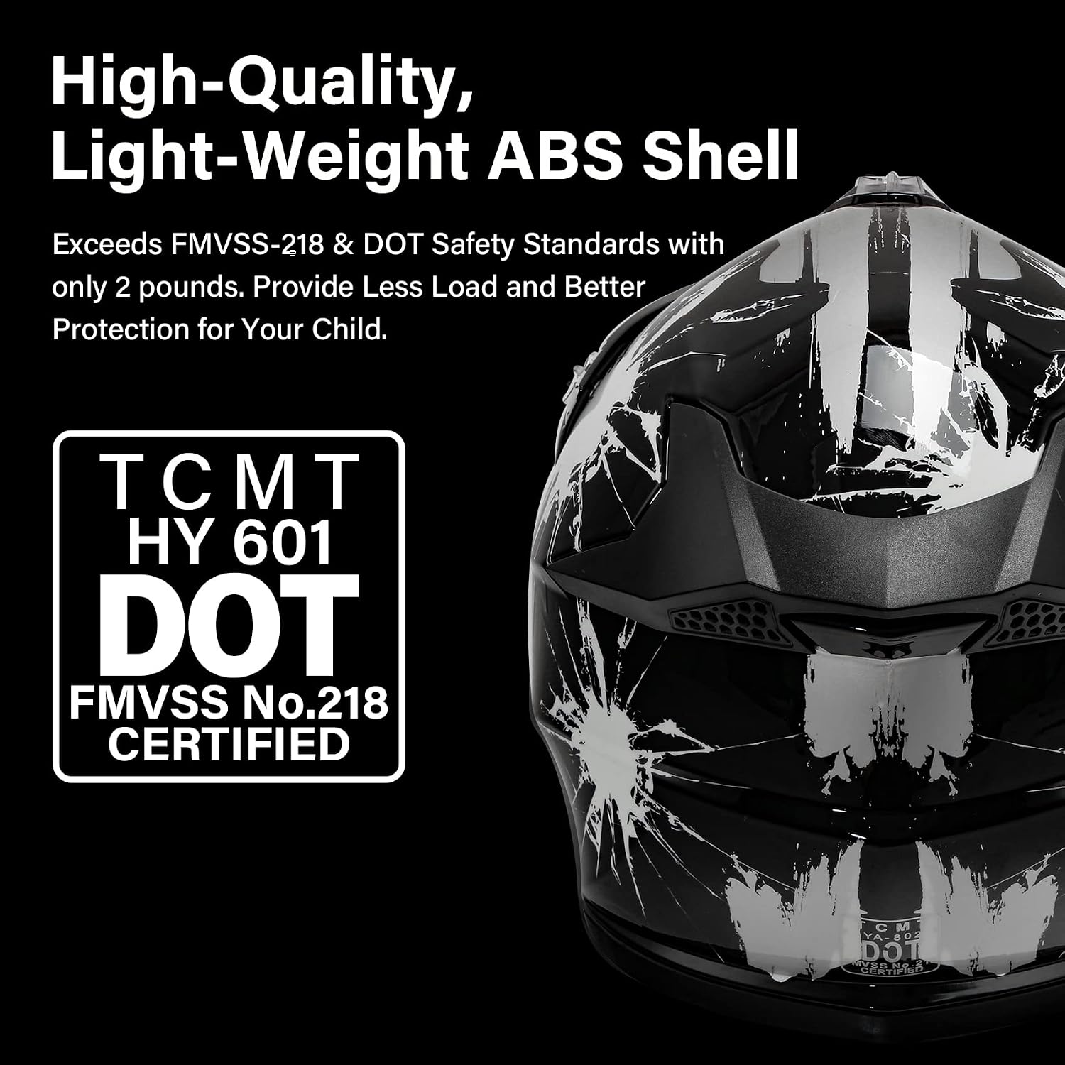 TCMT Youth Dirt Bike Helmet DOT Certified - Kids Full Face Motocross ATV Helmet with Goggles, Gloves and Helmet Bag for Off-Road, BMX, MX, Street Riding