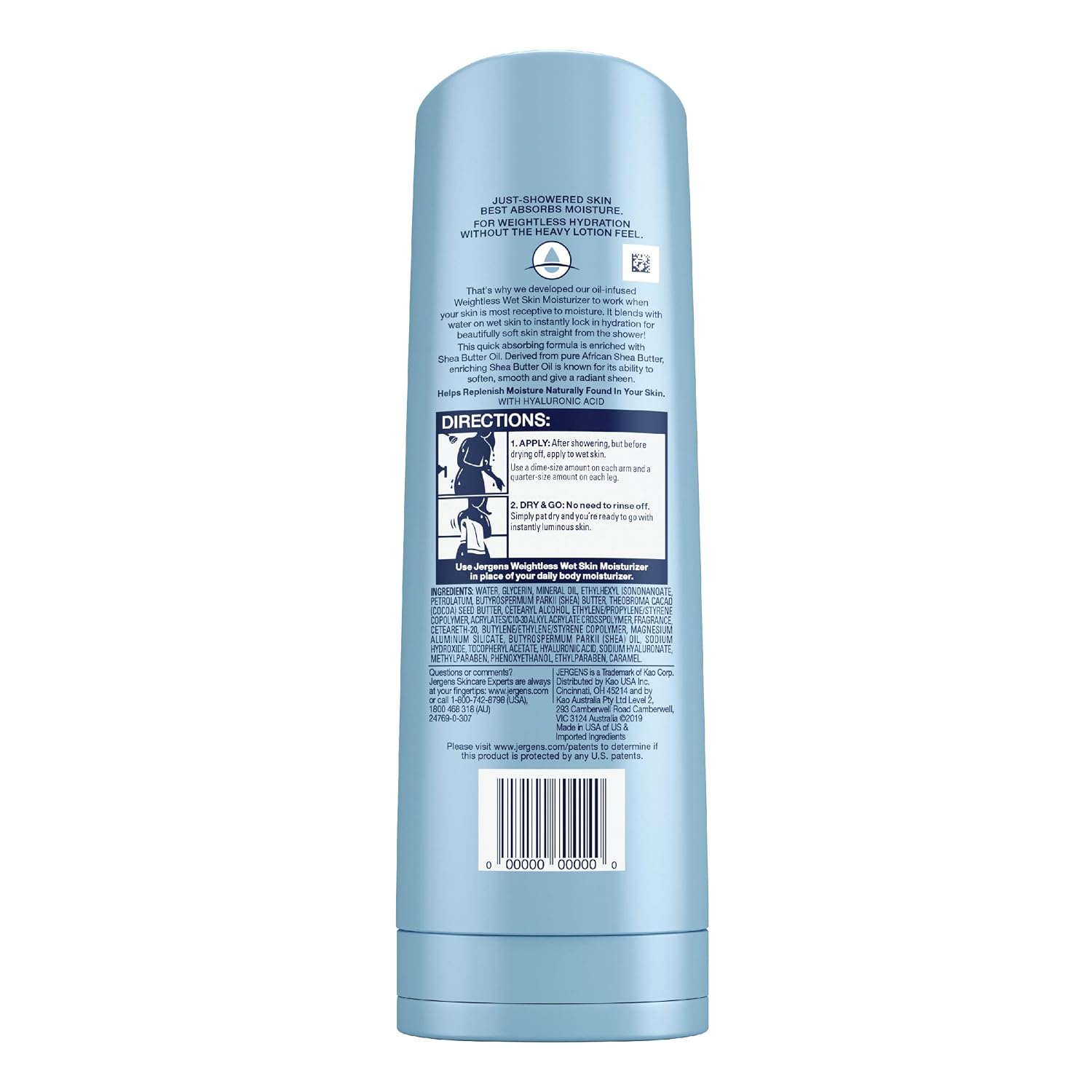 Jergens Wet Skin Body Moisturizer with Shea Butter Oil, Pure Shea Butter In Shower Bod Lotion, Moisturizer for Dry Skin, Fast-Absorbing, Non-Sticky
