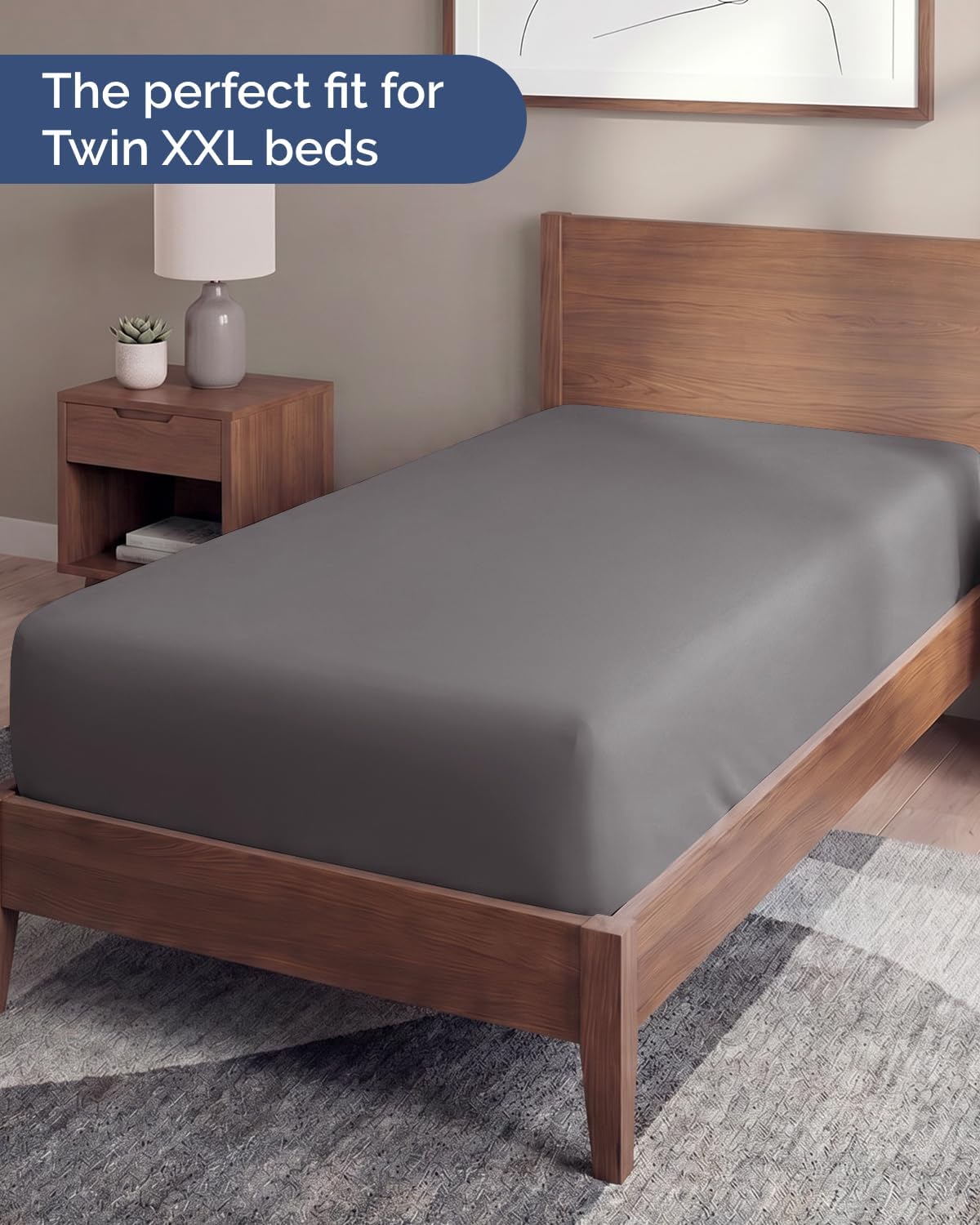 Fitted Hospital Bed Sheet - Hospital Bed Sheets for Home Use - Dark Grey | Ultra-Soft Brushed Microfiber Bedding with 16 Inch Deep Pockets, Extra Long 36 x 84 Fit, Breathable, Cooling and Wrinkle Free