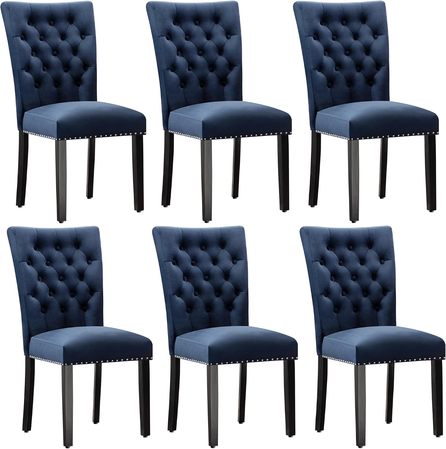 adochr Velvet Dining Chairs Set of 2, Parsons Kitchen Chair, Blue