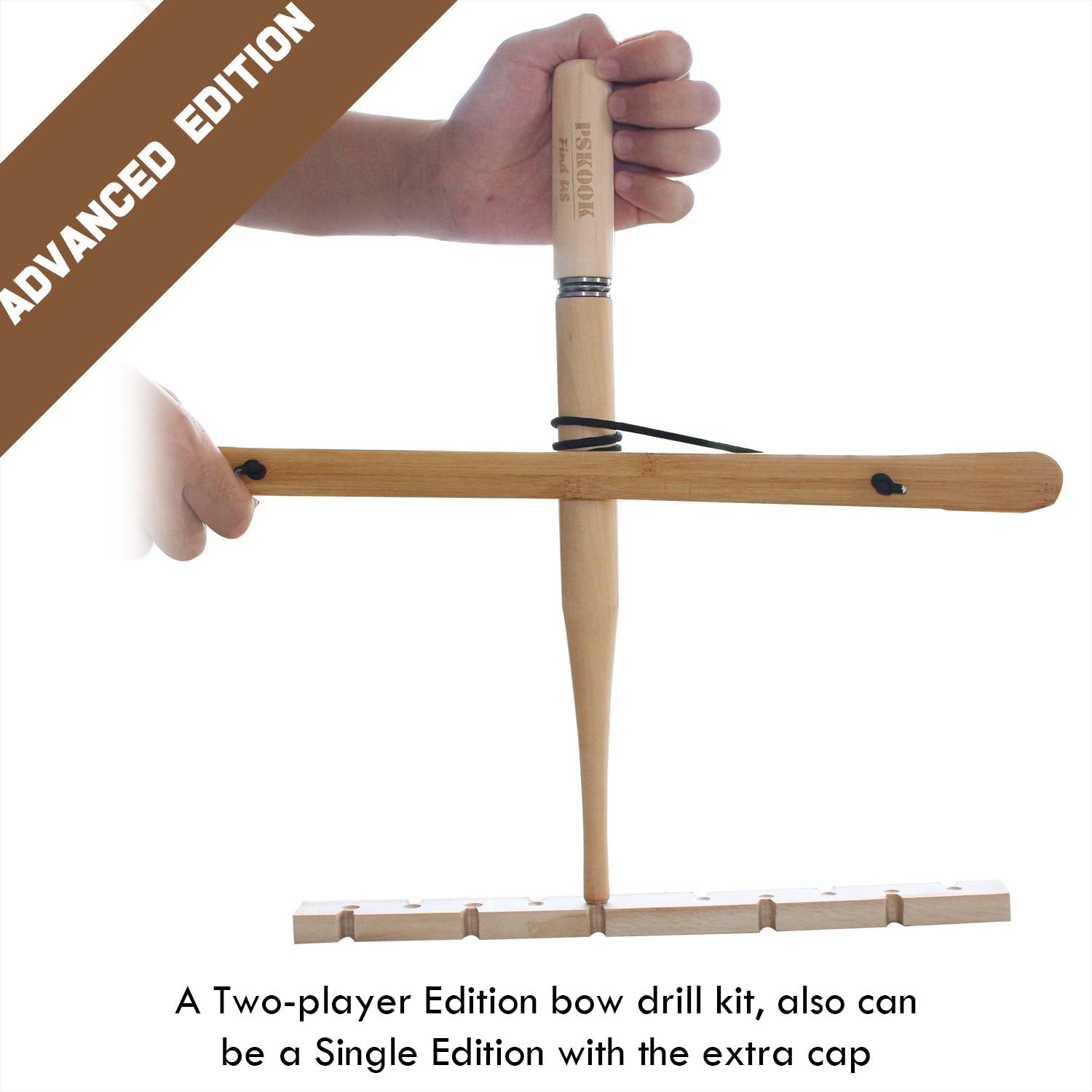 Bow Drill Kit Fire Starter, Primitive Wood, Survival Practice Friction Fire Tool for Scout Outdoor Activity Teaching, Outward Bound Training, Wildness Survival Beginner