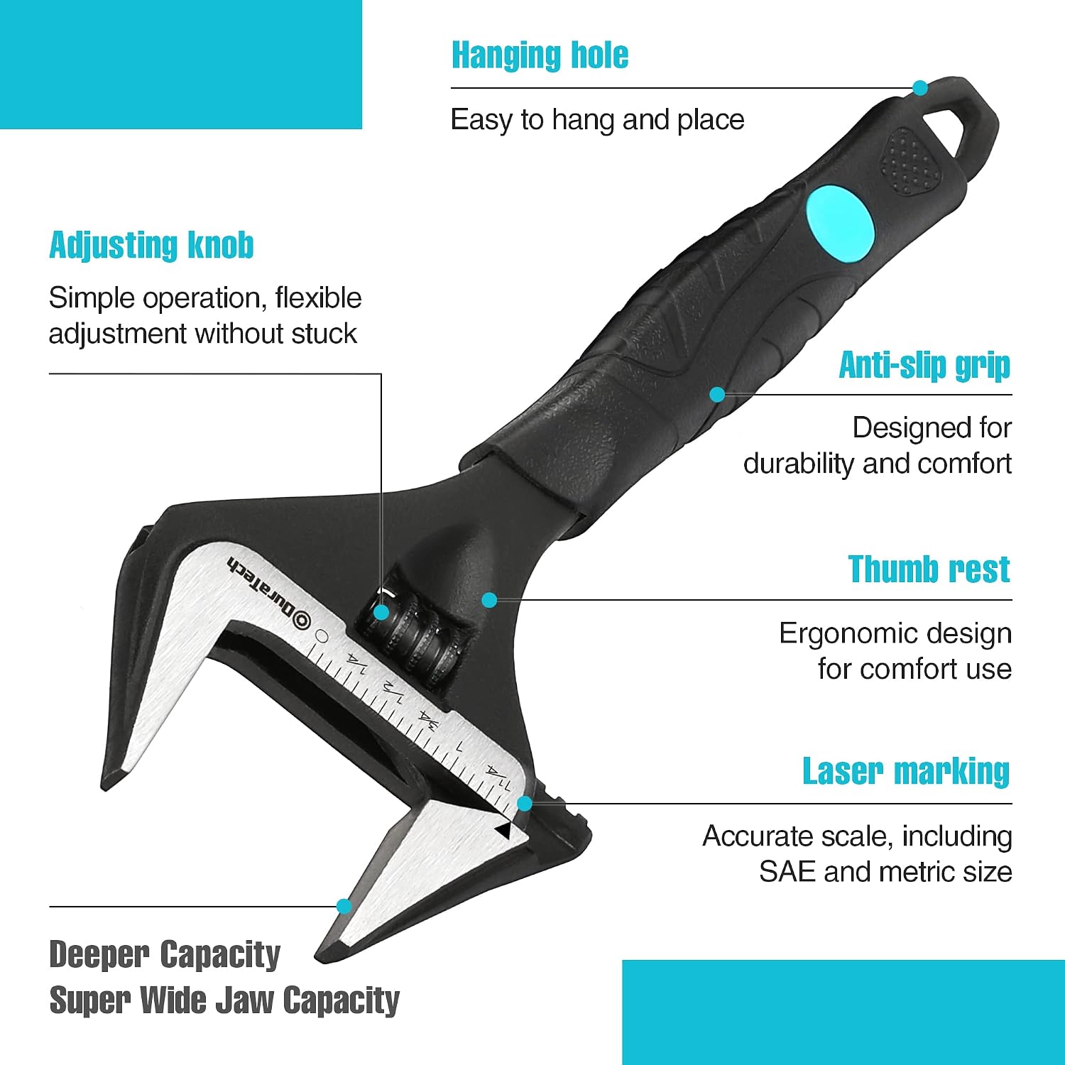 DURATECH 10-Inch Wide Jaw Adjustable Wrench