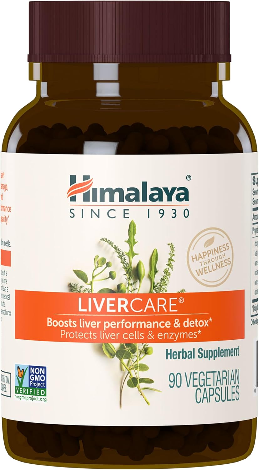 Himalaya LiverCare for Total Liver Support, Cleanse and Detox, Protects Cells & Enzymes, 375 mg, 180 Capsules, 90 Day Supply | Promotes Liver Detox