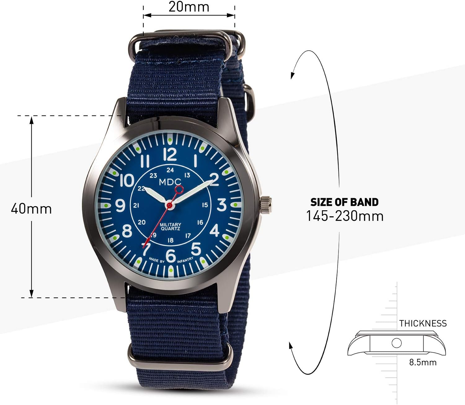 Infantry MDC Mens Military Field Watch, Japanese Quartz, Slip-Thru Nylon