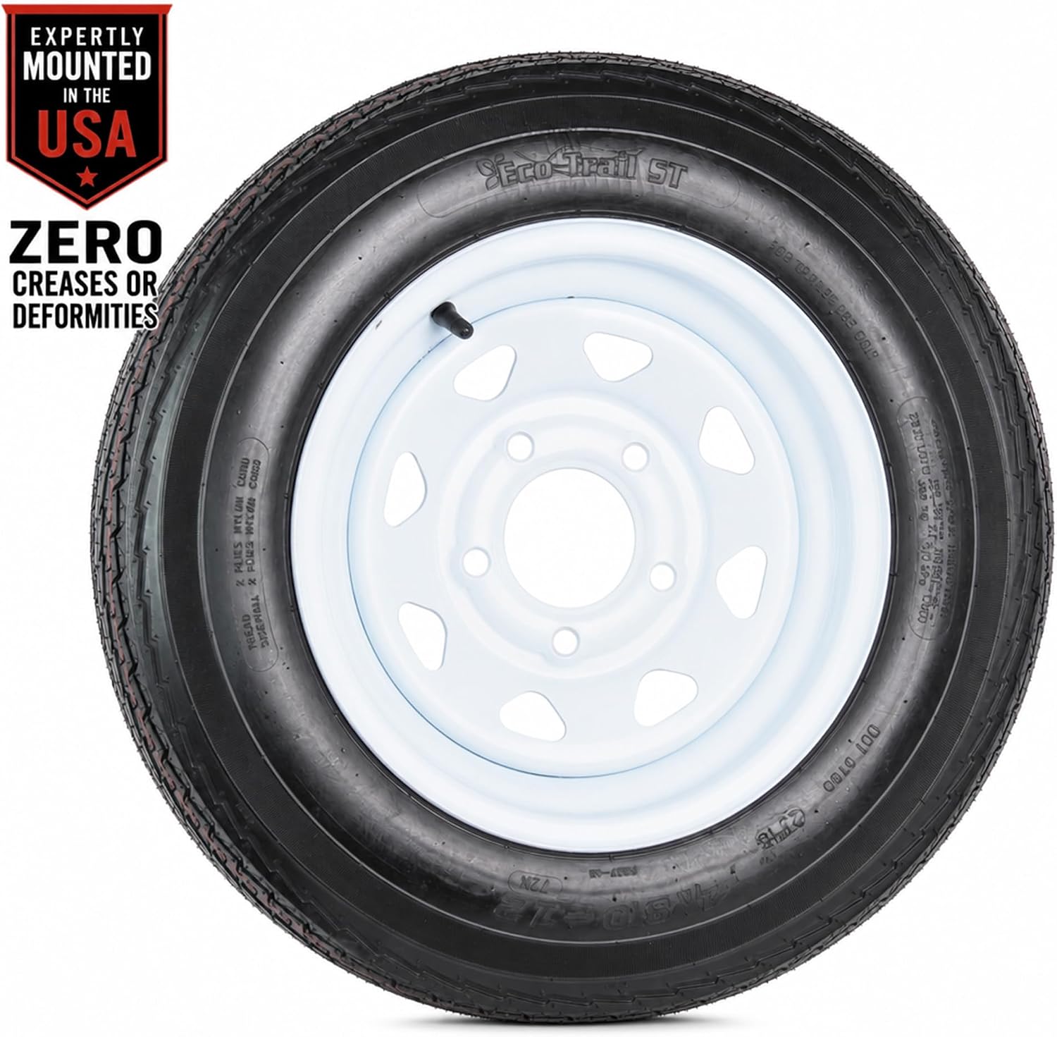 eCustomrim 2-Pack Trailer Tire Rim Assembly 4.80-12 480-12 4.80 5 Lug White | 12 Inch 5 Bolt on 4.5 Inch Center, Load Range B 4 Ply Tire