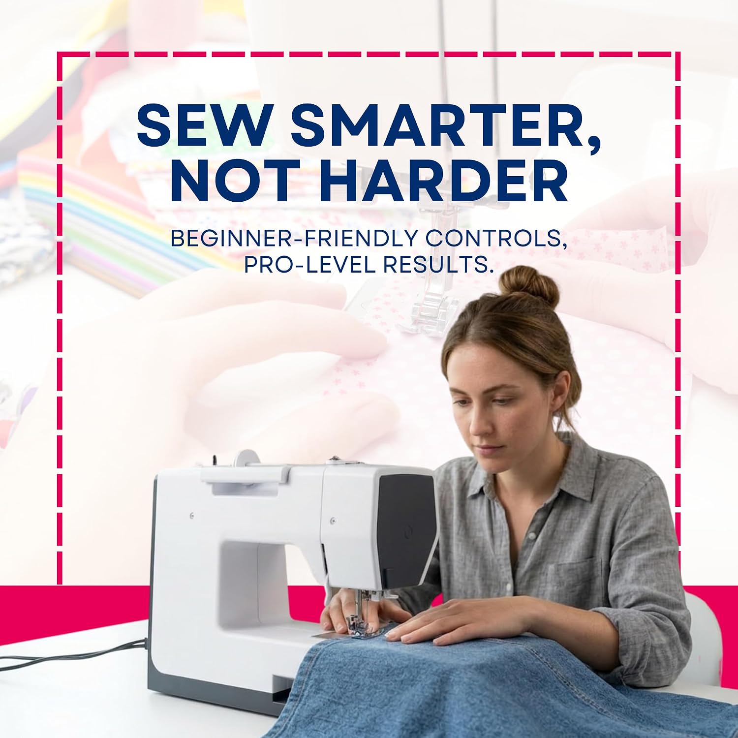 Bernette B37 Computerized Sewing Machine with LCD Display | Advanced Sewing & Quilting | 50 Stitches, One-Step Buttonhole, Automatic Needle Threader