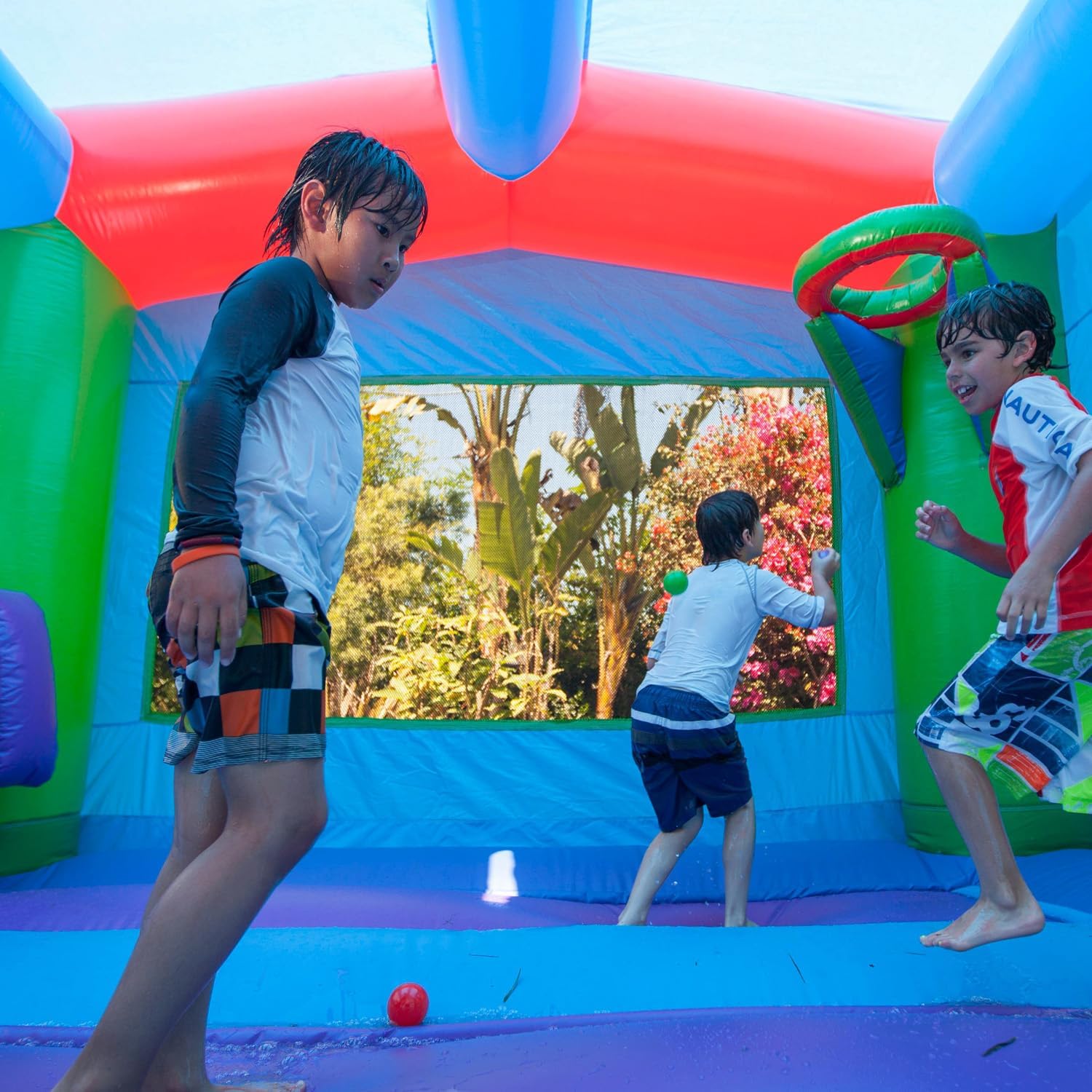 JumpOrange 25x13ft Octopus Commercial 15oz PVC Bouncer Slide Combo with Pool