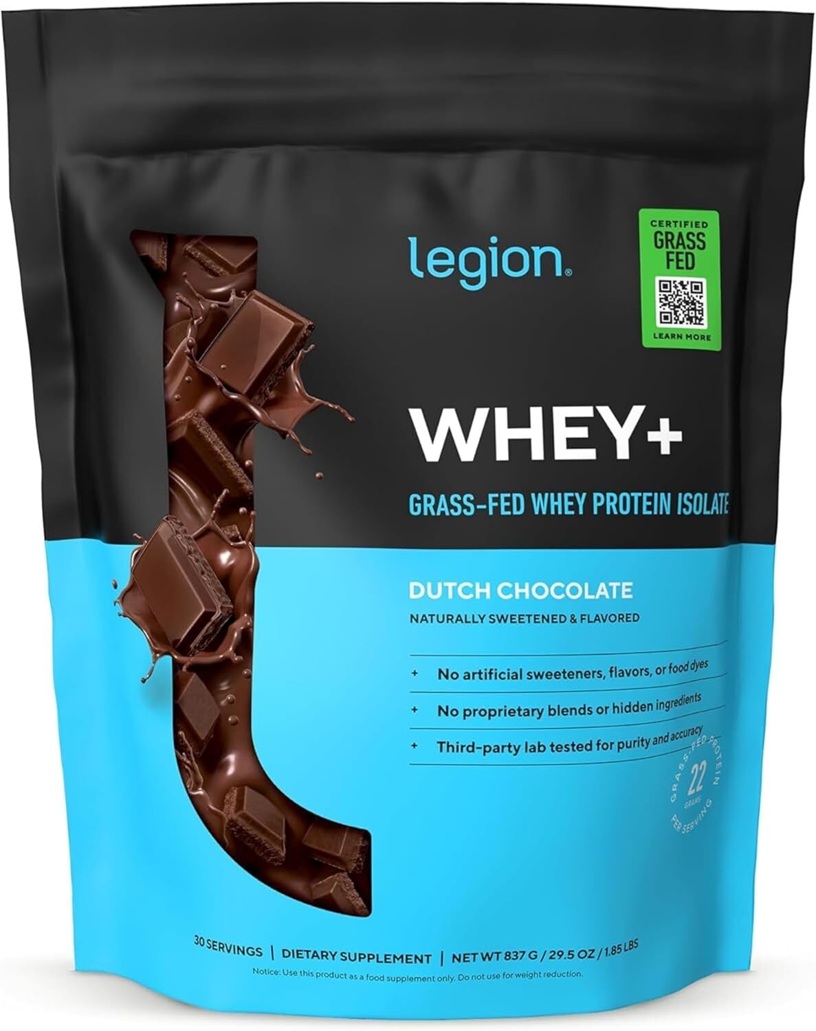 LEGION Whey+ Protein Whey Isolate from Grass Fed Cows (French Vanilla, 30 Servings) - Whey Protein Isolate Powder, Low Calorie, Non-GMO, Sugar Free, Lactose and Gluten Free, All Natural Protein Powder