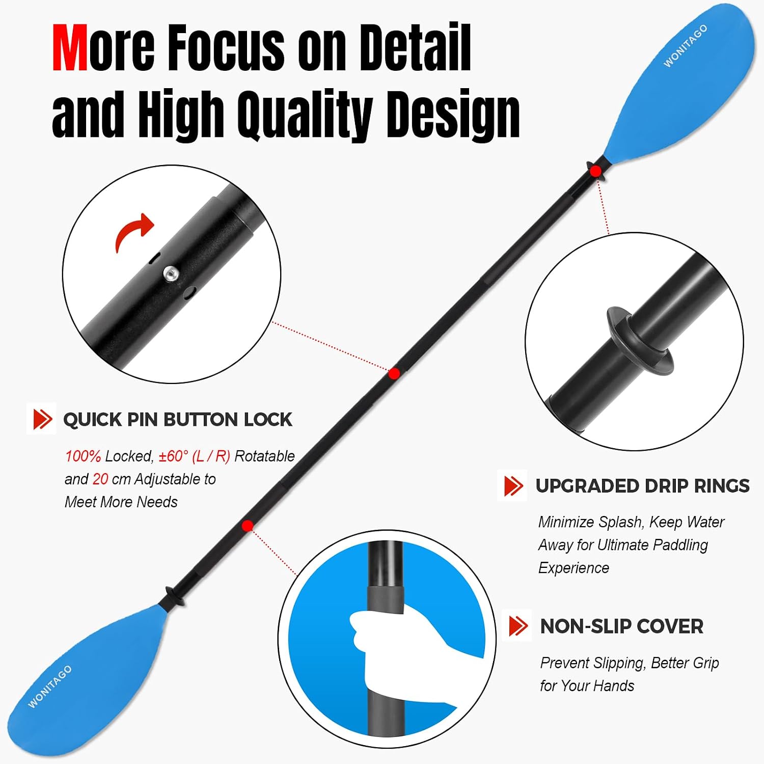 Kayak Paddle, Adjustable and Lightweight Kayaking Oar