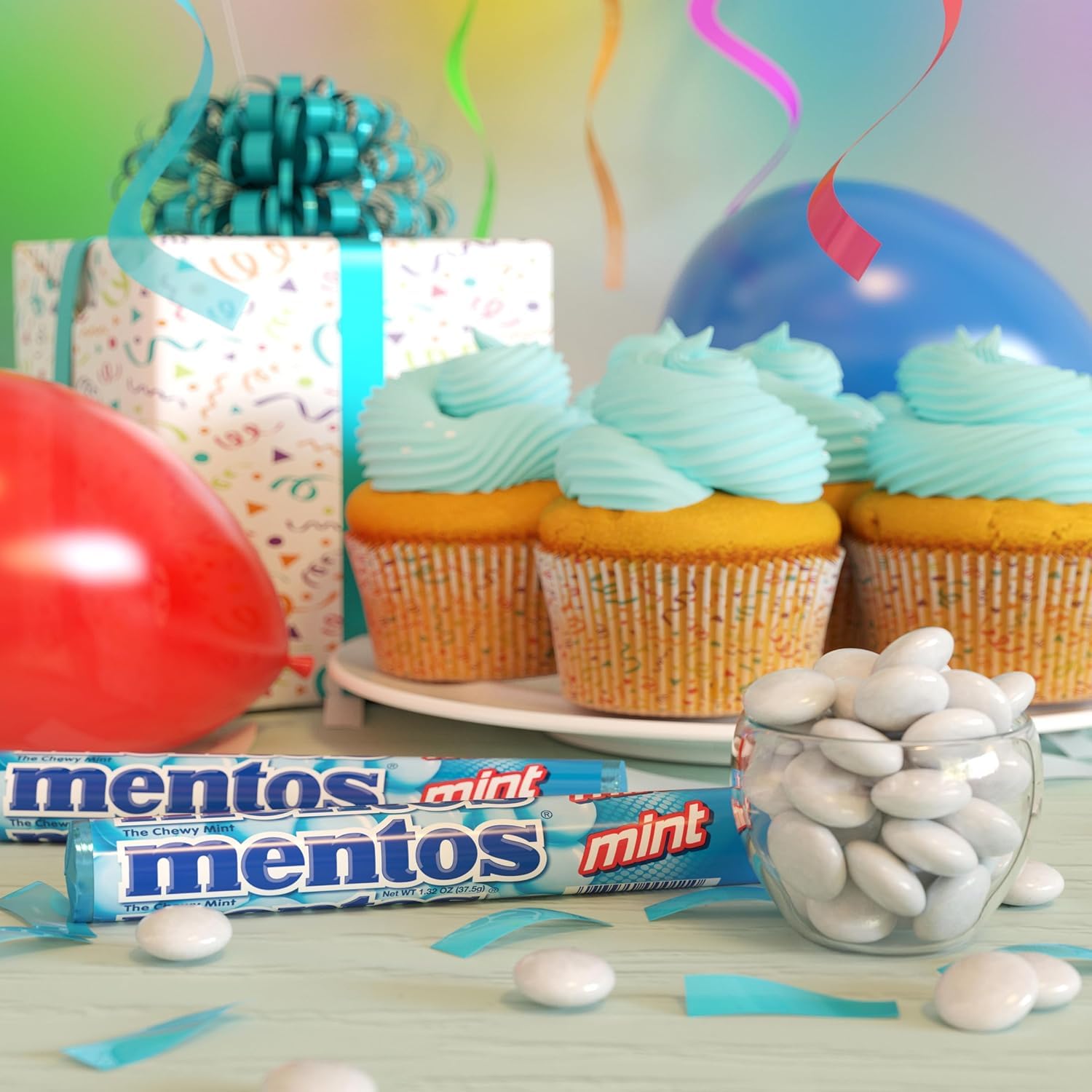 Mentos Chewy Mint Candy Roll, Cinnamon, 14 Pieces Per Roll, 15 Count Pack