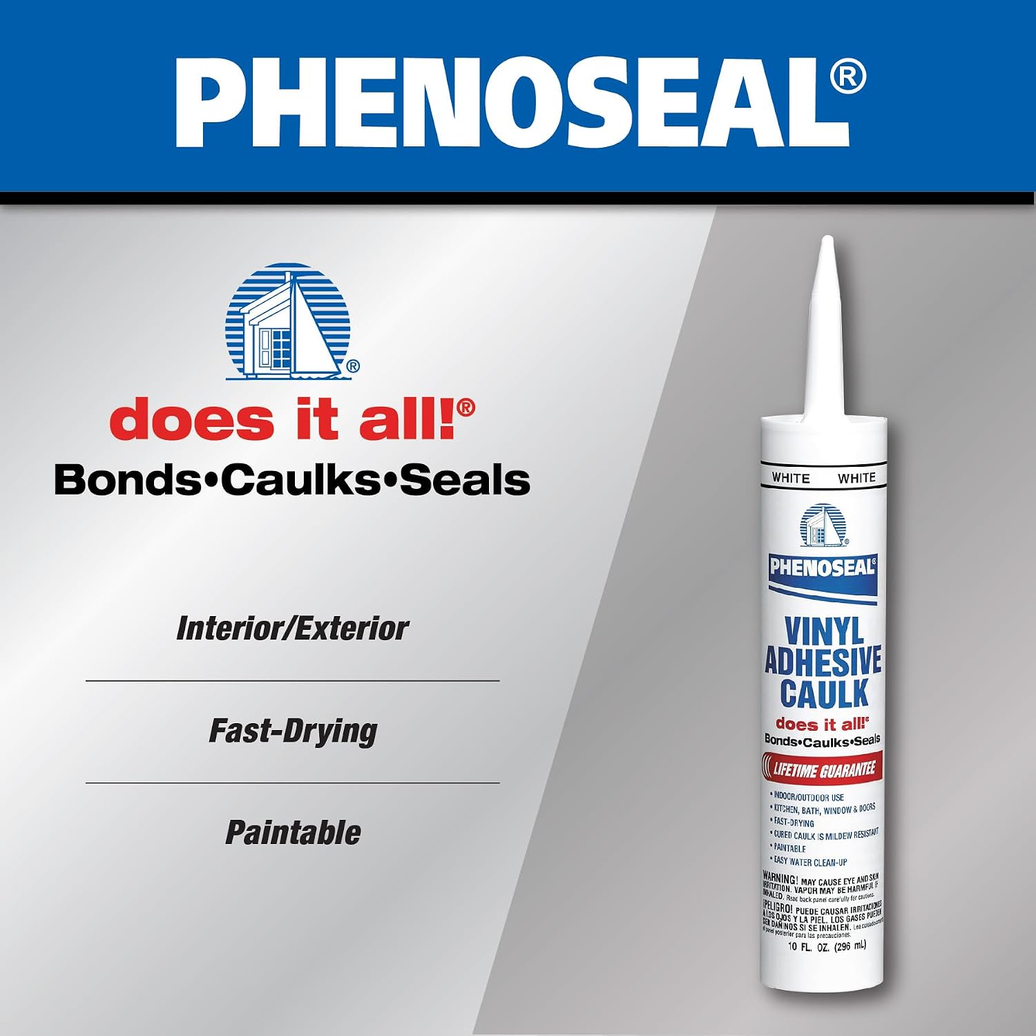 Dap 00005 6 Pack White Phenoseal Does It All Vinyl Adhesive Caulk 10-Ounce