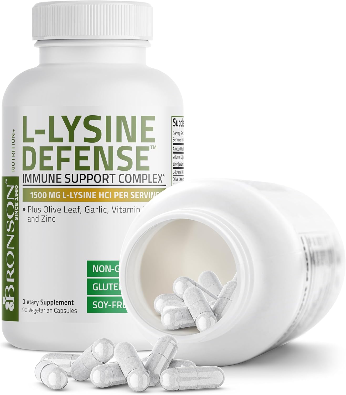 Bronson L-Lysine Defense Immune Support Complex, 1500 mg, 90 Capsules