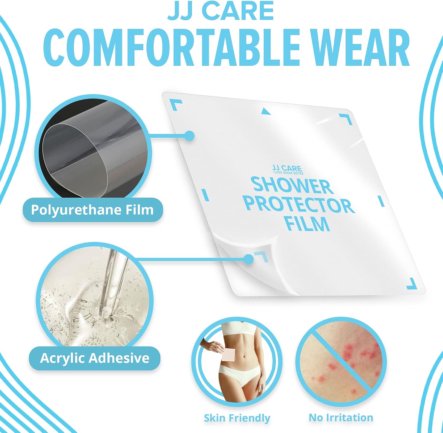 Shower Protector [Pack of 14], 9x9 Dialysis Catheter Shower Shileds Wound Cover, PICC Line Water Barrier, Colostomy Waterproof Bandage Protector