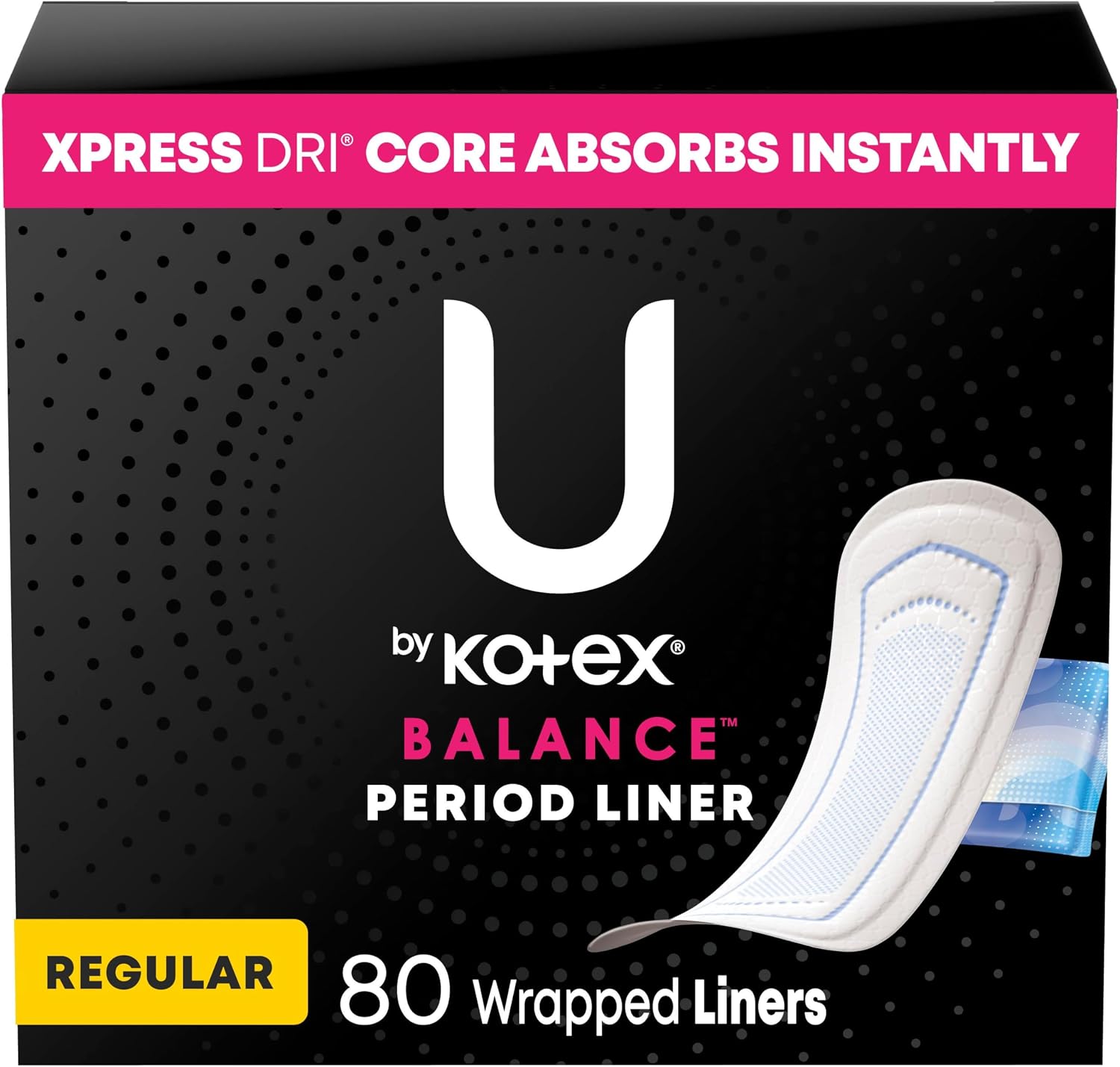 U by Kotex Balance Daily Panty Liners, Wrapped, Light Absorbency, Regular Length, 50 Count (Packaging May Vary)