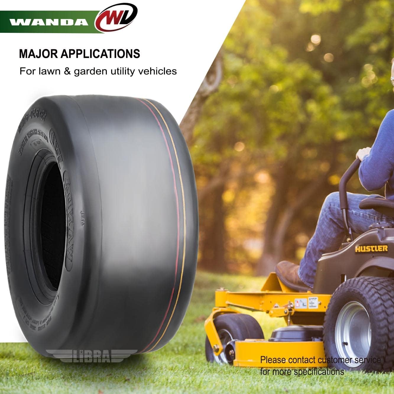 WANDA Set 4 Lawn Mower Turf Tires 16x6.5-8 & 23x10.5-12 /4PR -13019/13049 | Riding Lawn Mover, Garden Tractor