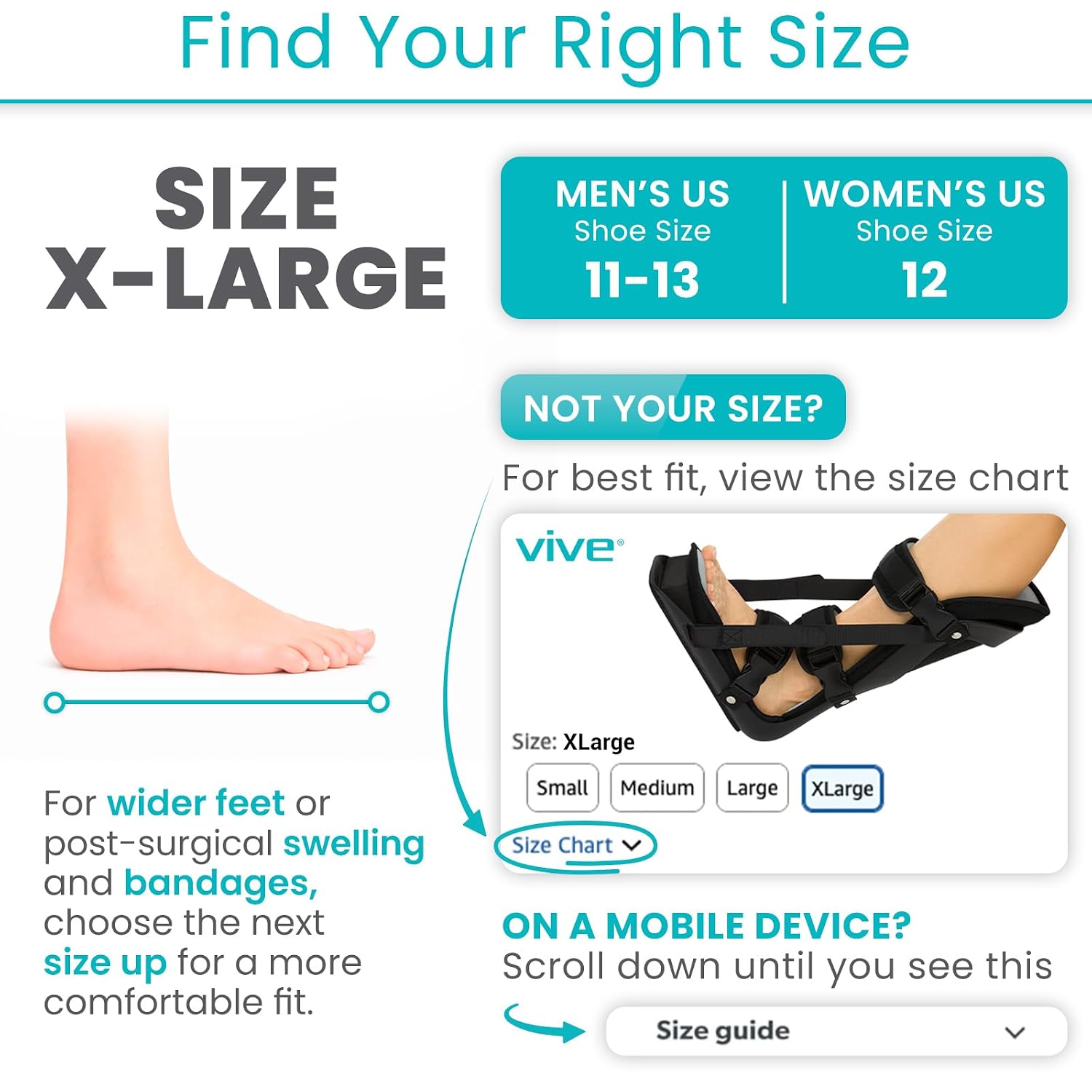 Vive Plantar Fasciitis Night Splint for Men & Women - Stabilizer Brace | Relieves Inflammation - Foot Support Boot Features Adjustable Hook and Loop Straps for Achilles Pain Relief