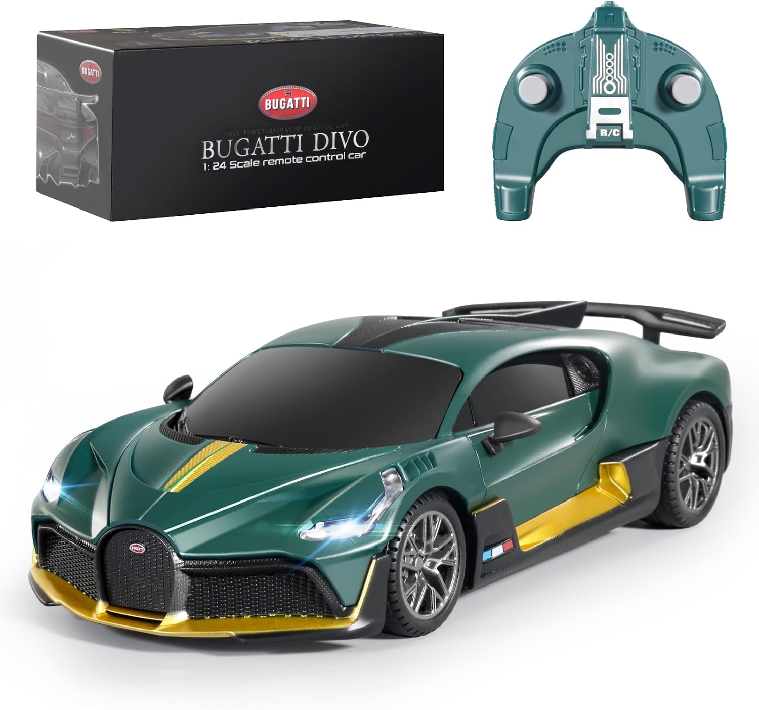 MIEBELY Licensed Bugatti Divo 1:24 Model RC Race Car for Kids Adults | Officially licensed;2.4GHz control; LED headlights;3.7V battery;sturdy ABS;indoor/outdoor play;gift for boys & collectors