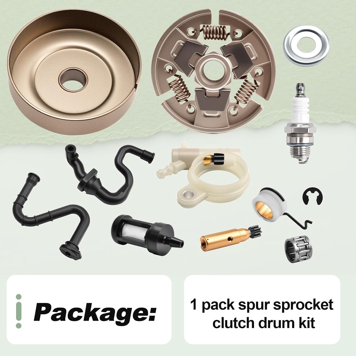 .325" 7T Spur Sprocket Clutch Drum Kit with Oil Pump Fuel Filter Oil Hose Line Worm Gear Spark Plug Compatible with Stihl MS231 MS231C MS251 MS251C