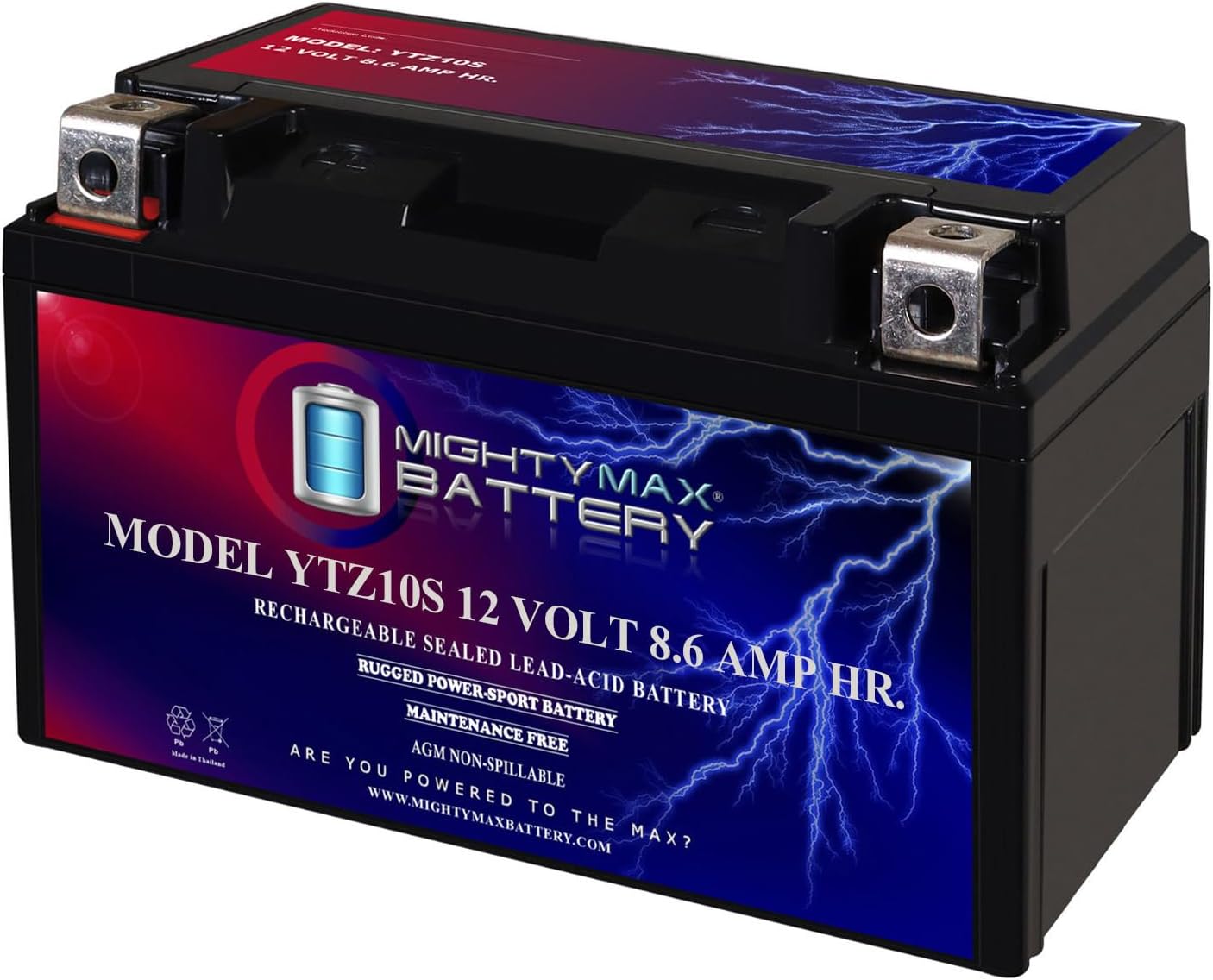 Mighty Max Battery YTZ12S -12 Volt 11 AH, 210 CCA, Rechargeable Maintenance Free SLA AGM Motorcycle Battery