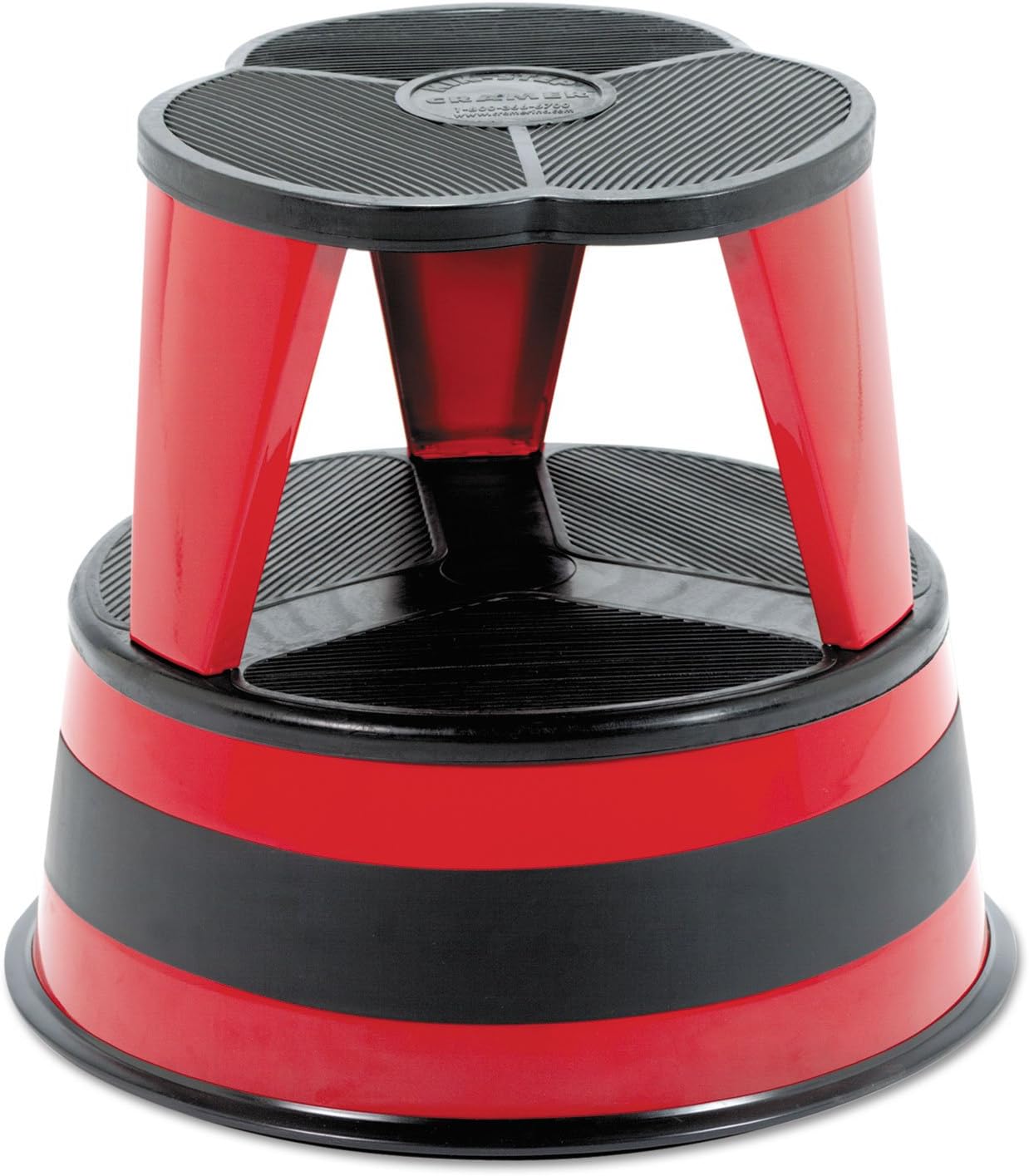 Cramer 100143 Kik-Step Steel Step Stool, 350 lb Cap, 16-Inch Dia. x 14 1/4h, Red