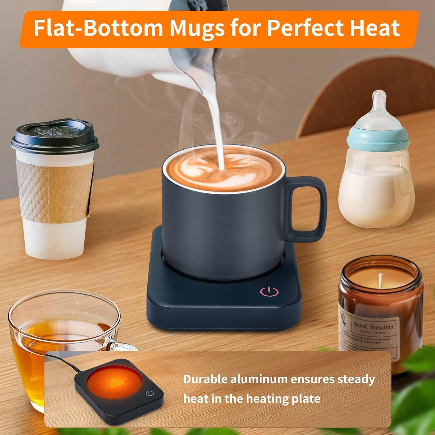 VOBAGA Coffee Mug Warmer for Desk with Auto Shut Off & 3-Temp Settings, Coffee Cup Warmer with Smart Safety Alert Home Office Accessory