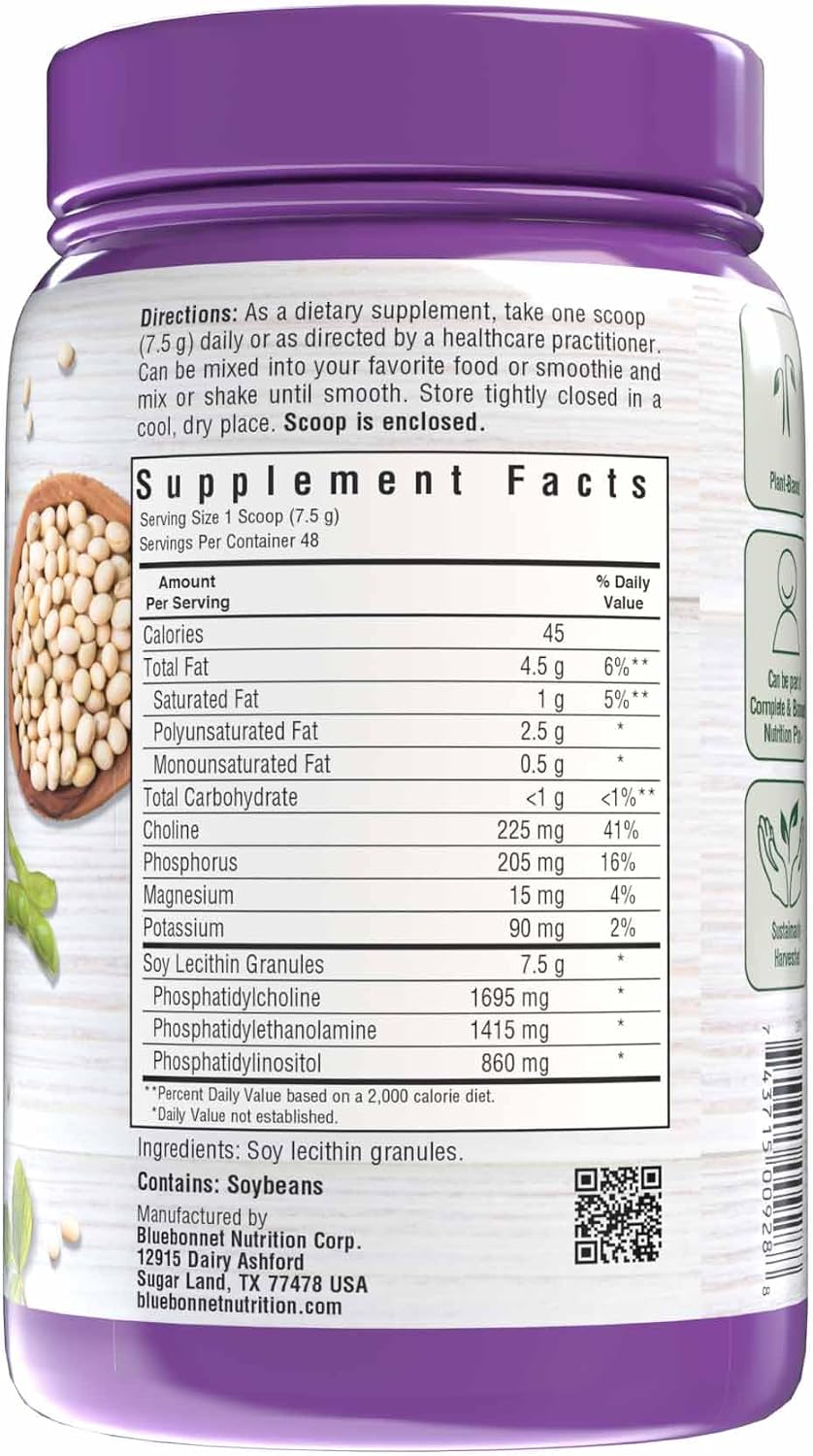 BlueBonnet Nutrition Lecithin Granules, 1 lb | Brain Health & Heart Health; Non-GMO, Vegan, Kosher Certified, Gluten-Free