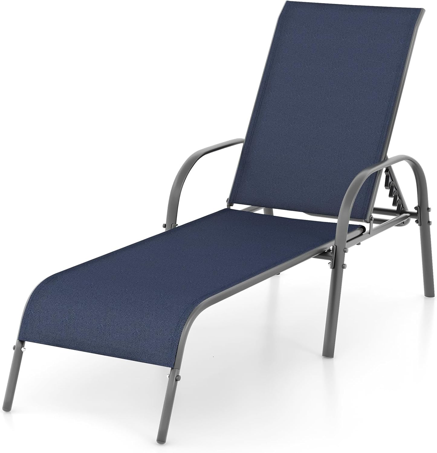 GIANTEX 2 Pack Patio Lounge Chair with 5 Adjustable Backrest, Black