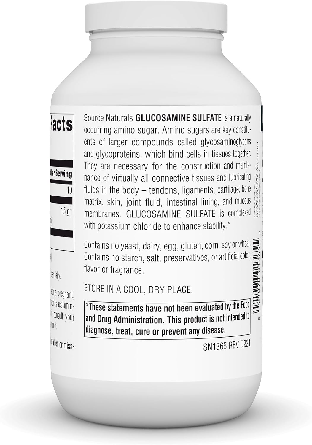Source Naturals Glucosamine Sulfate, 8 oz Powder | Sodium-Free Powder For Joint Support*