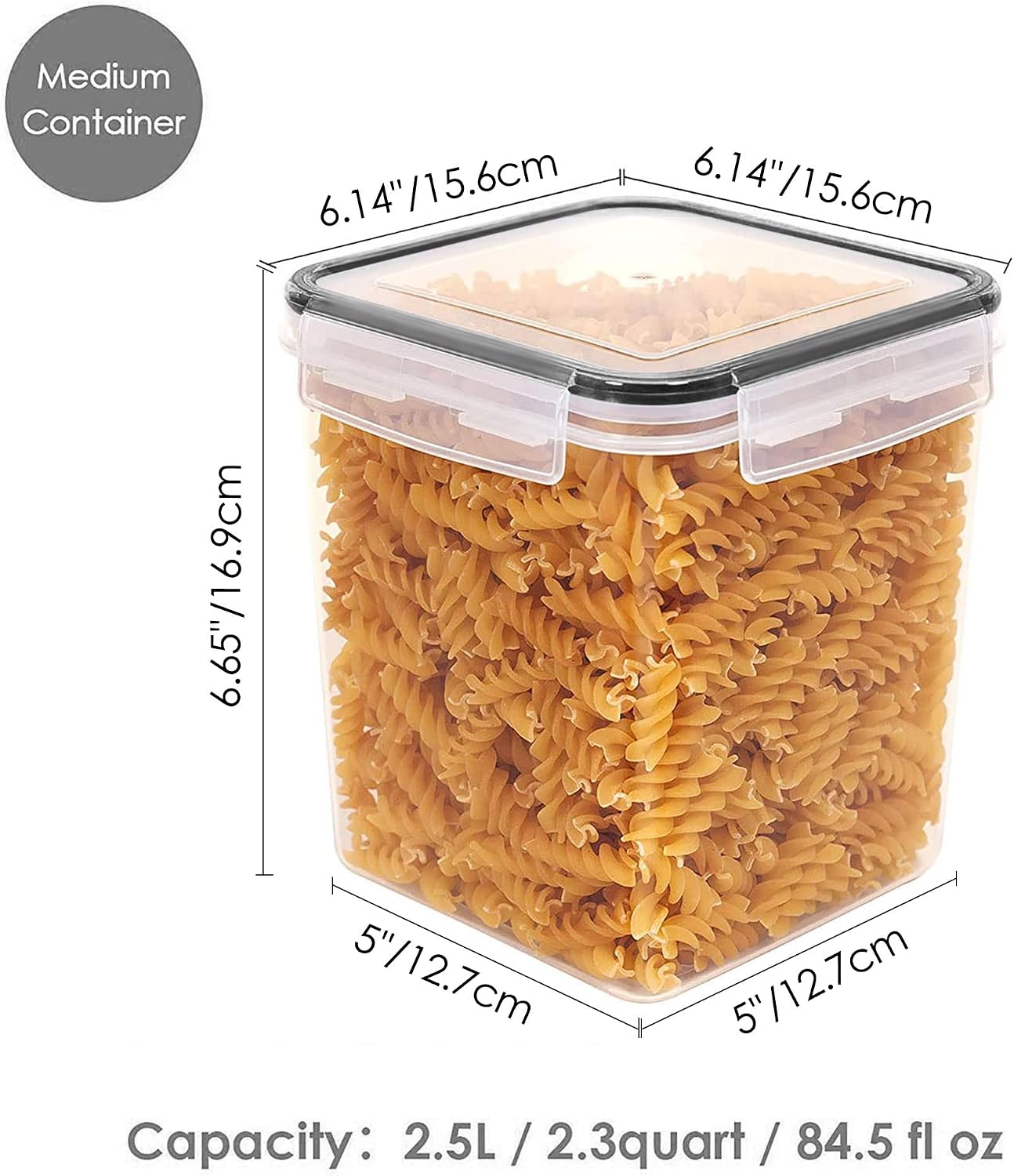 Vtopmart 5.2L Flour Sugar Storage Containers, 4 PCS, Black
