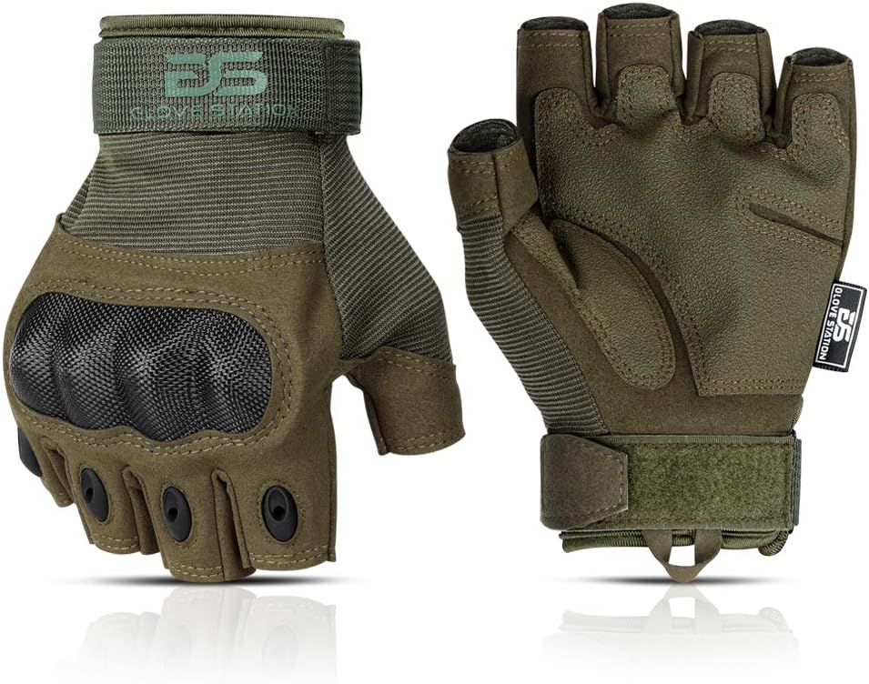 Glove Station Fingerless Knuckle Motorcycle Gloves, TACHK200