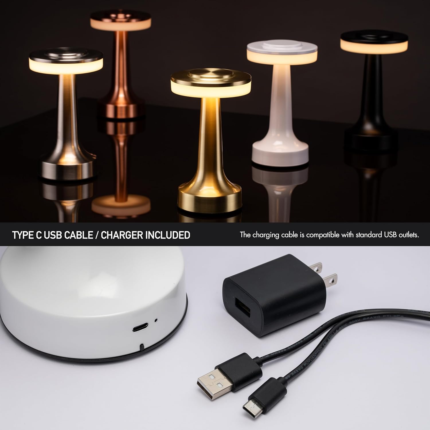 O’Bright Portable LED Table Lamp with Touch Sensor, 3-Levels Brightness, Rechargeable Battery Up to 48 Hours Usage, Night Light for Kids Nursery