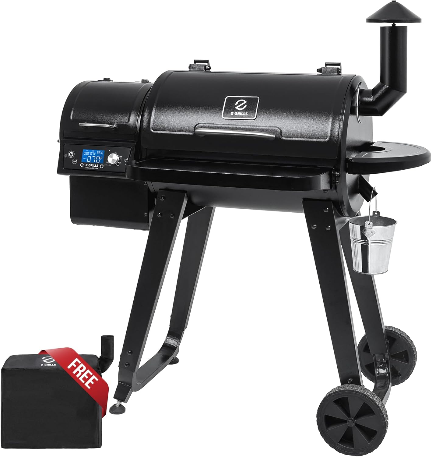 Z GRILLS Wood Pellet Smoker Grill, 8 in 1 BBQ Grill with Auto Temperature Control, 697 sq in Cooking Area for Backyard, Patio and Outdoor Cooking, 7002E, Sliver
