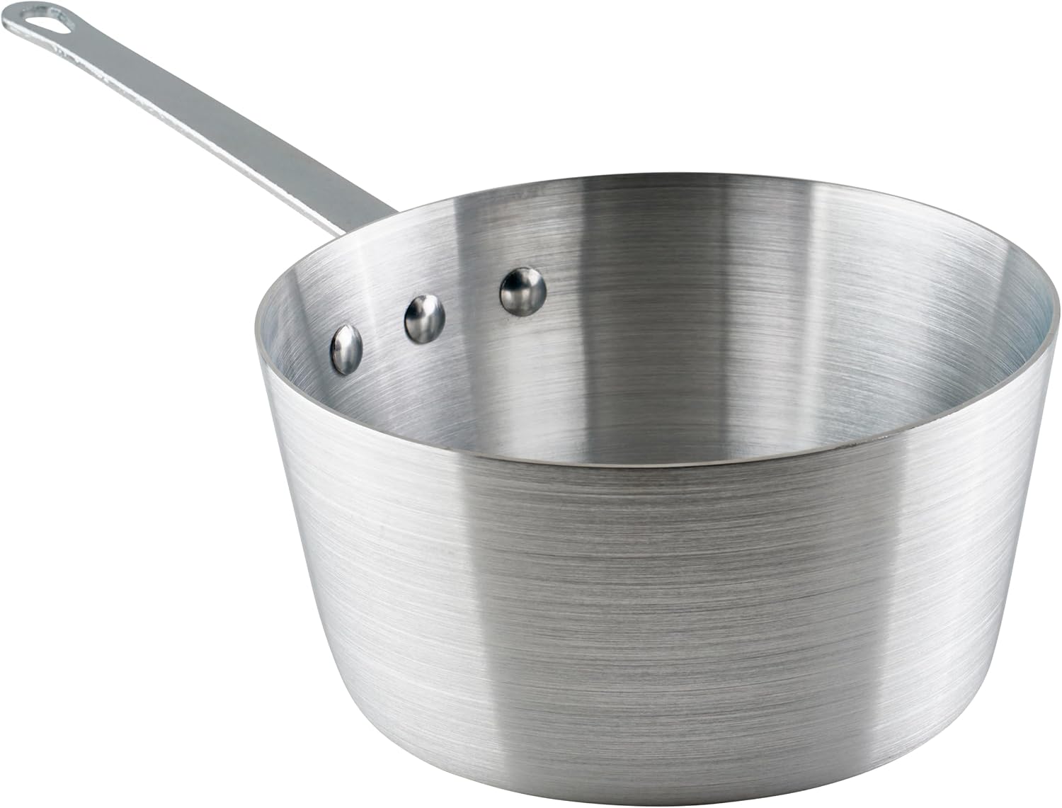 Winco 3 3/4 qt Heavy-Duty Tapered Aluminum Sauce Pan, 3.75 qt | Tapered sides, Heavy-duty, Riveted handle, Great for Cooking and Food Preparation