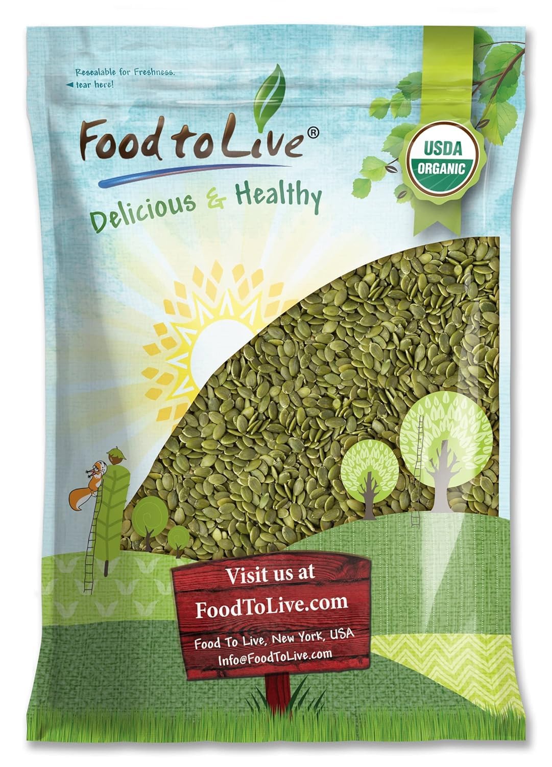 Food to Live Organic Raw Pepitas, 18 Pounds — Non-GMO, Pumpkin Seed Kernels, Unsalted, No Oil, No Shell, Vegan, Kosher, Bulk. Keto Snack.
