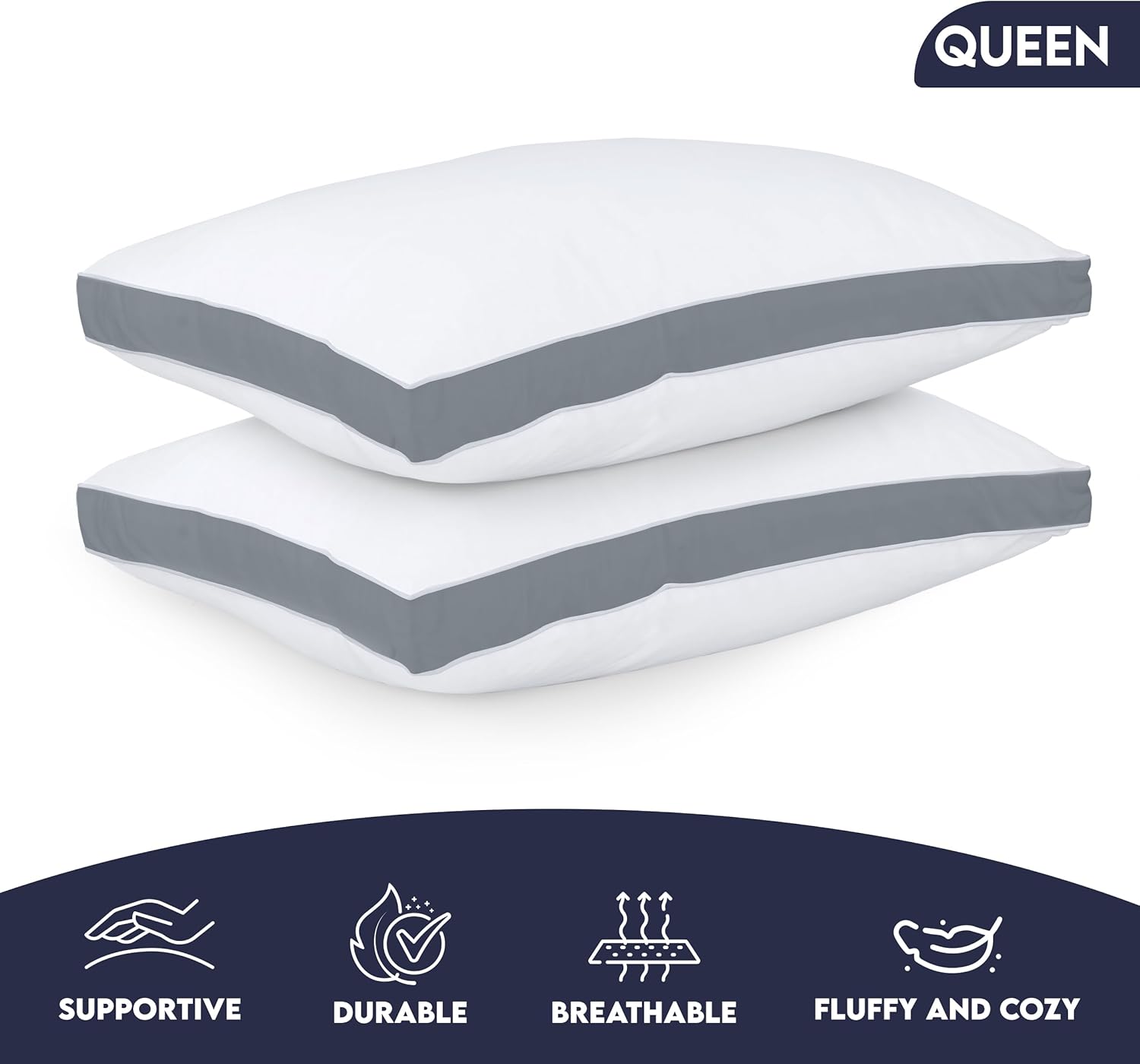Utopia Bedding Gusset Bed Pillow, Hotel Pillows King Size Set of 2, White