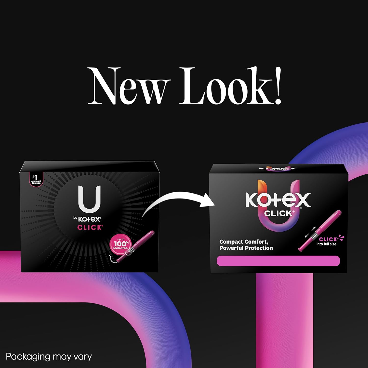 U by Kotex Click Compact Tampons, Regular/Super, Unscented, 45 Count
