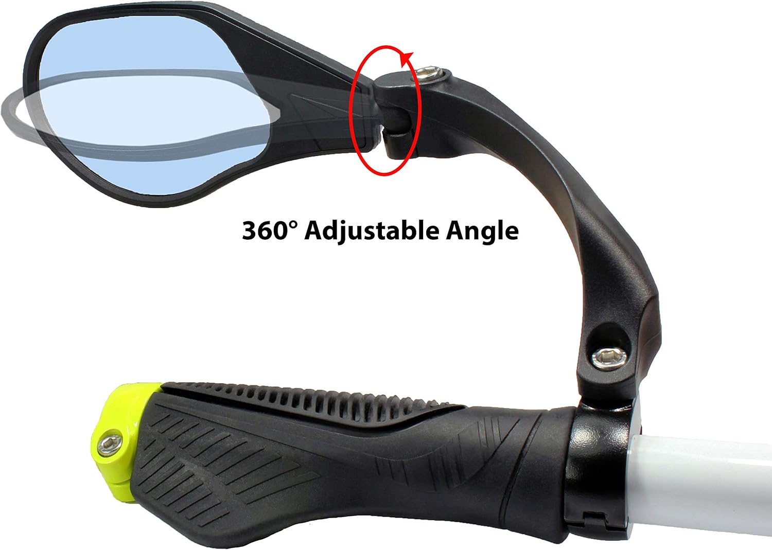 Hafny New Handlebar Bike Mirror, HD,Blast-Resistant, Glass Lens, Reflector (HF-M903LS-FR05 (Bar End Fitting Left Side, Silver Glass))
