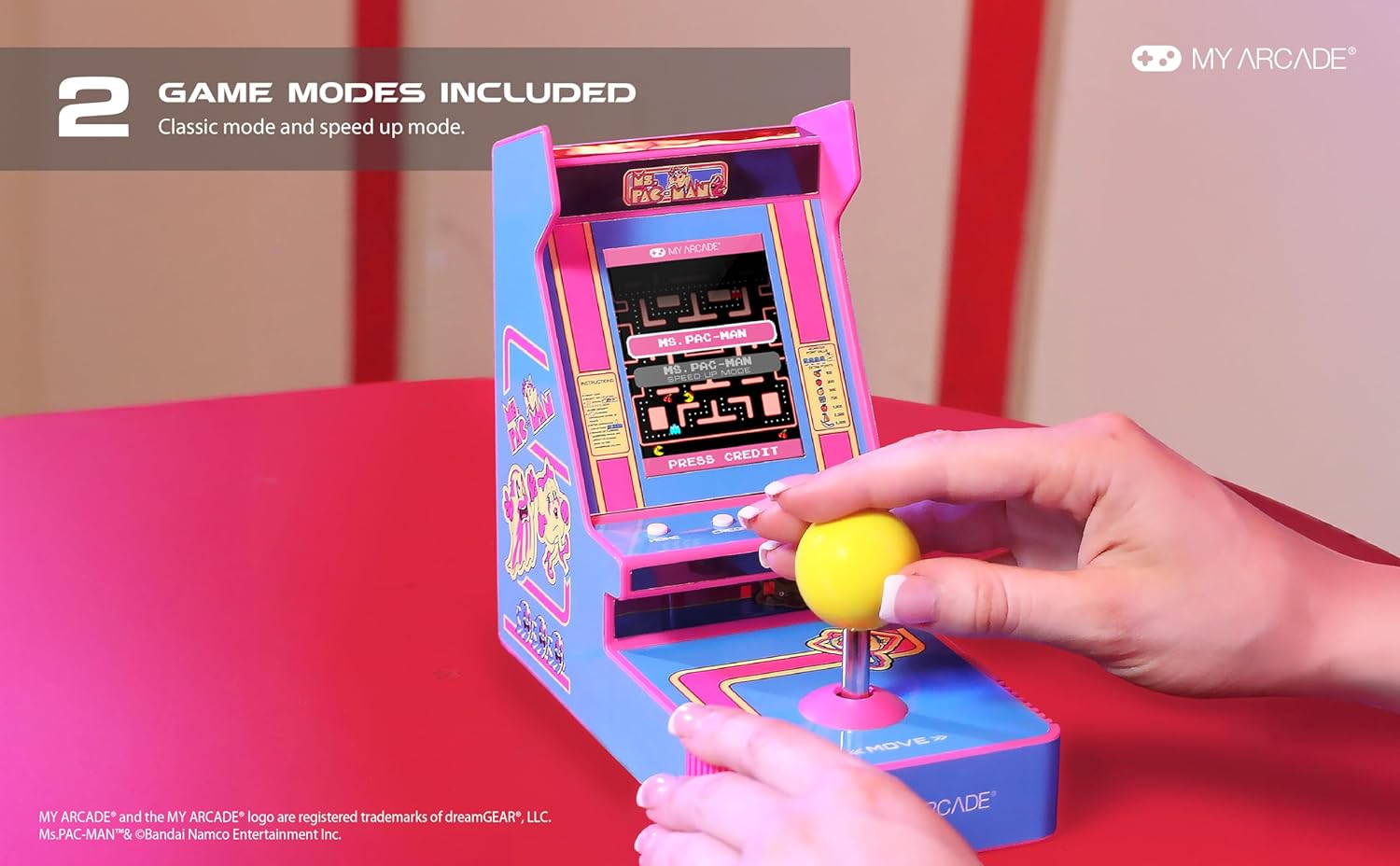 My Arcade Ms. Pac-Man Joystick Player: Retro Arcade Classics, 3.5" Screen | Handheld Games, Birthday Gifts for Kids and Adults, Collectibles
