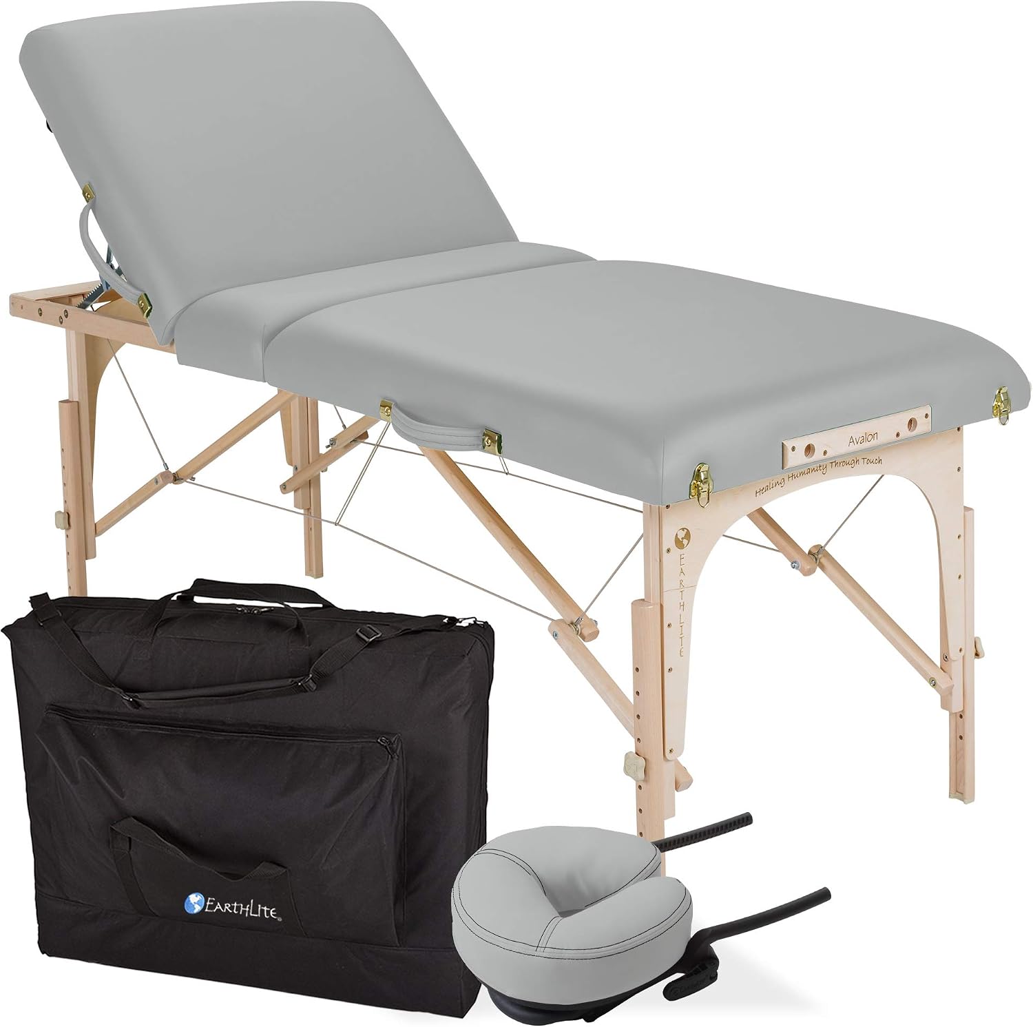 EARTHLITE Portable Massage Table Package AVALON – Reiki Endplate, Premium Flex-Rest Face Cradle & Strata Cushion, Carry Case (30”x73”)