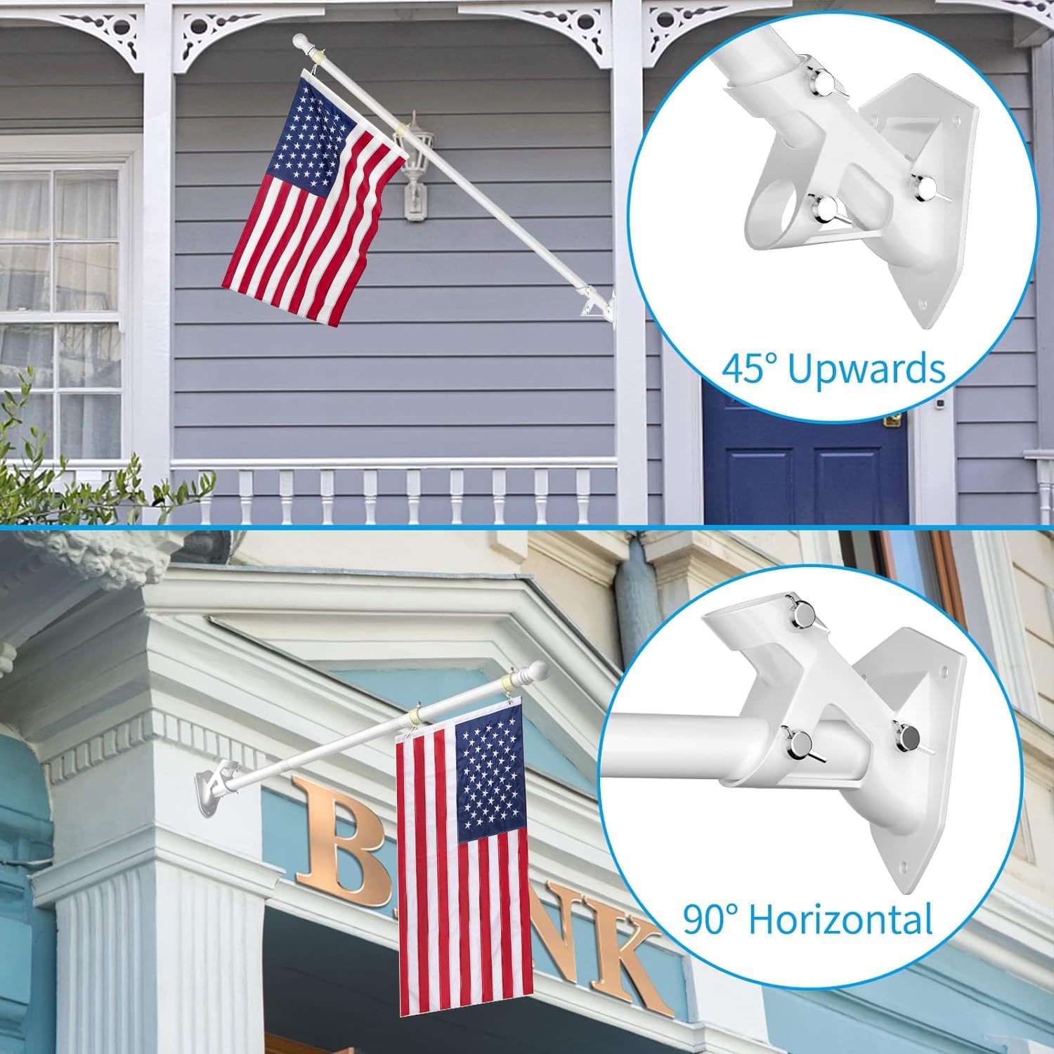 ZMTECH Flag Pole - Upgraded Bracket, 6 FT Stainless Steel Flag Poles for Outside House, Residential or Commerical