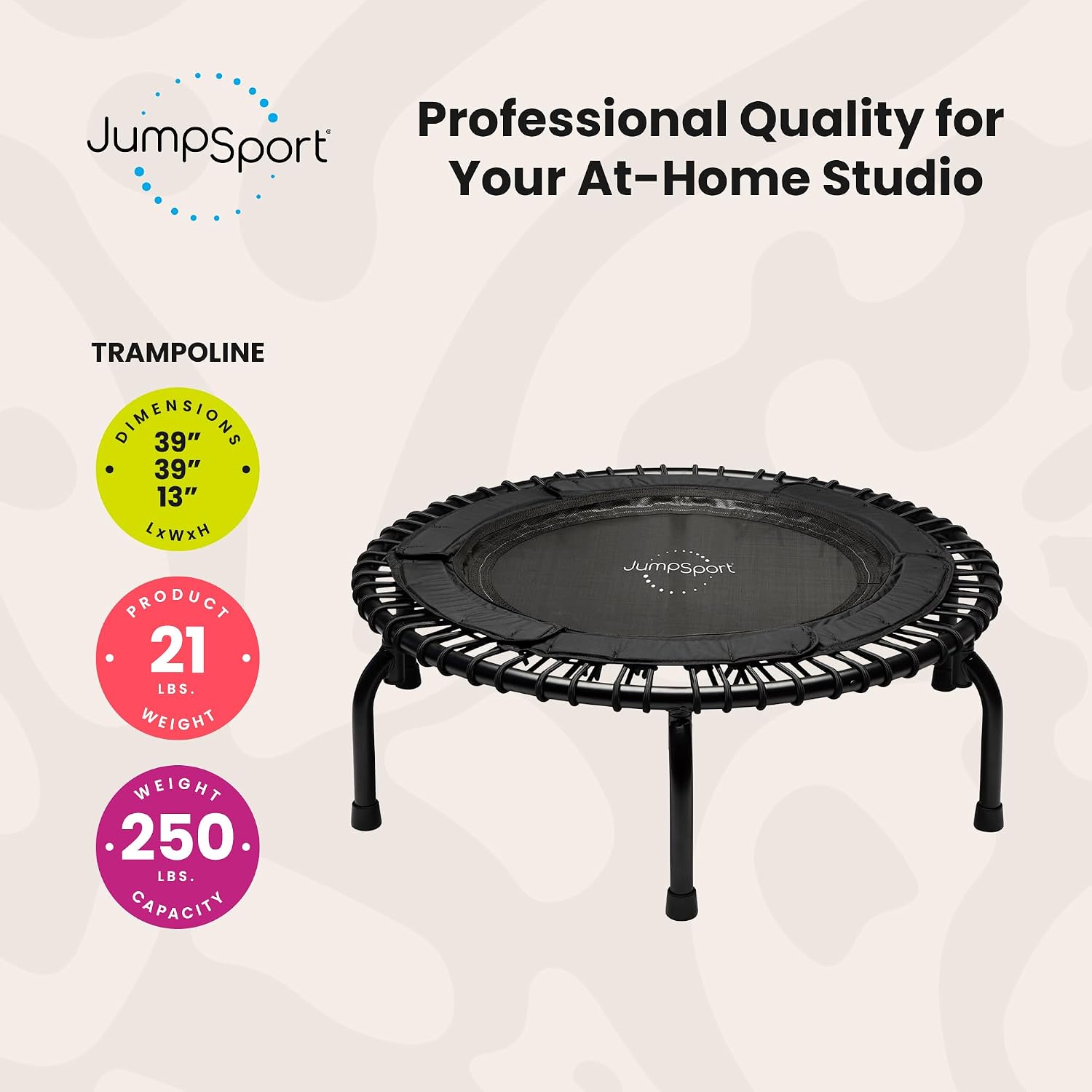 JumpSport Workout Rebounder for Adults, Mini Fitness Trampoline