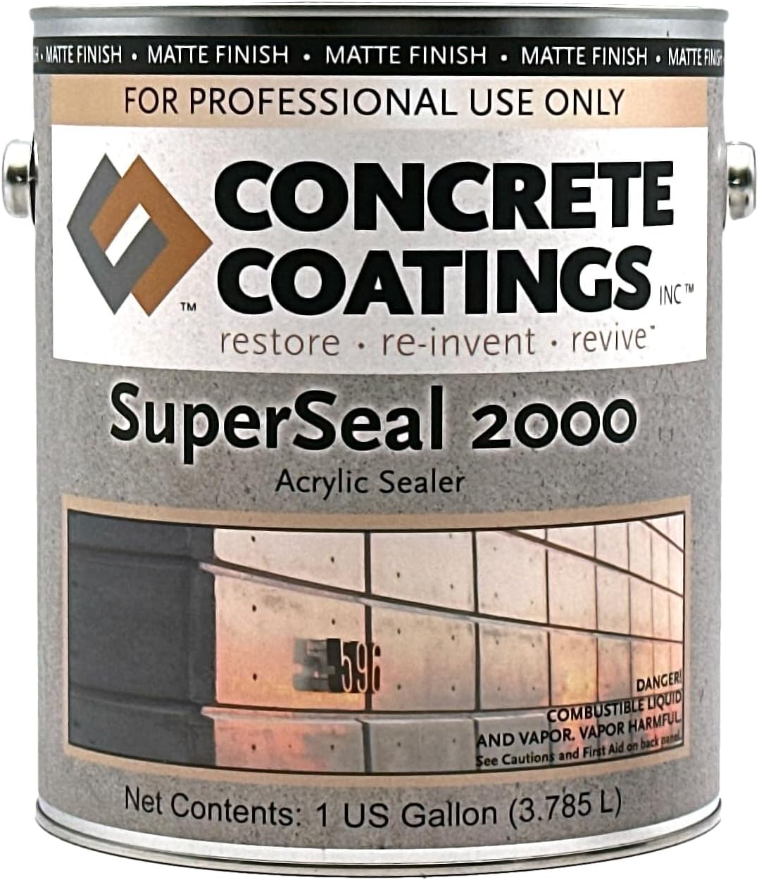 CC Concrete Coatings SuperSeal 2000 Concrete Sealer | 1 Gallon | Wet Look Concrete Sealer, Enhances Color, Professional-Grade, Interior or Exterior