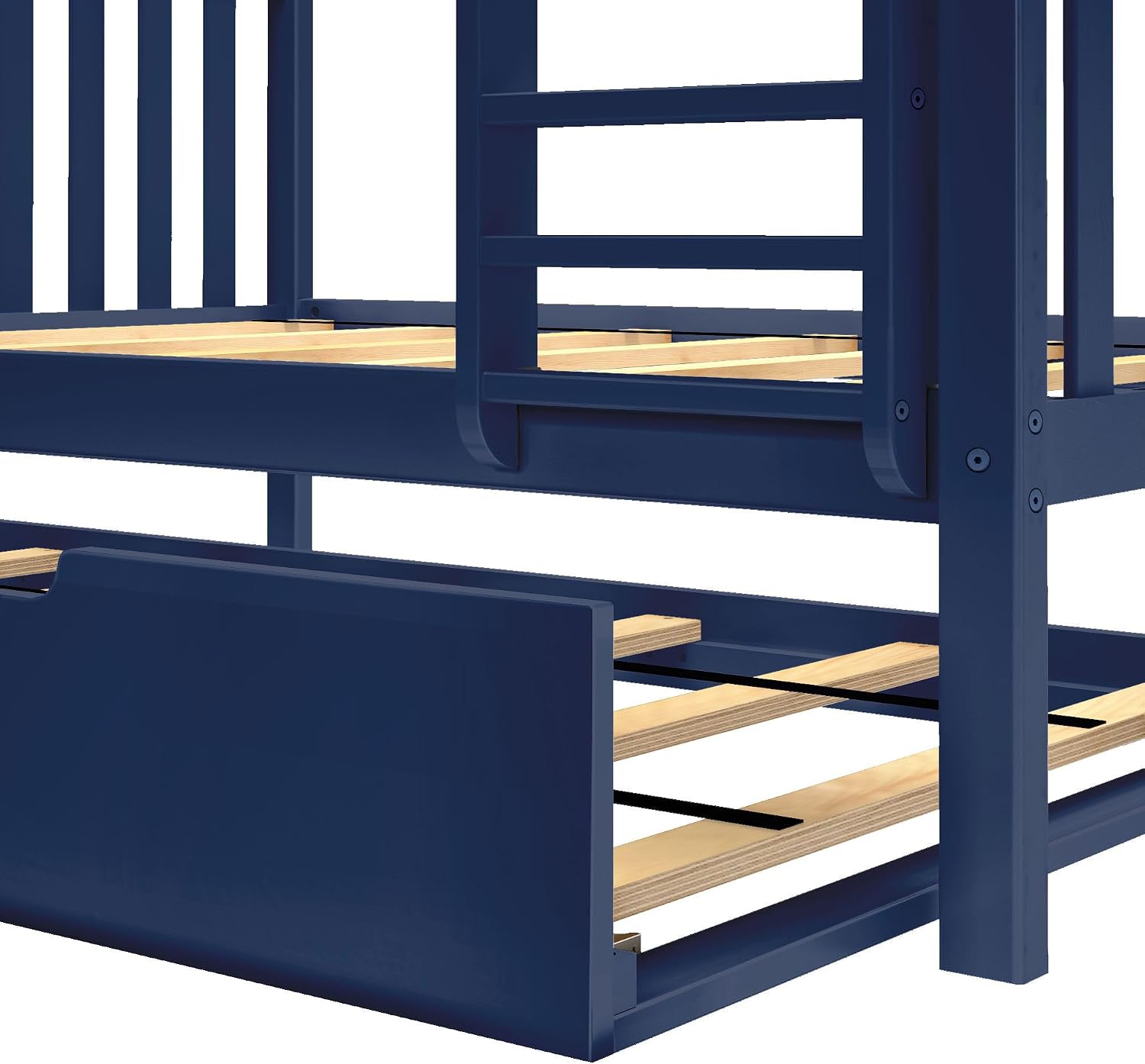 Max & Lily Bunk Bed Twin over Twin, Solid Wood Bunk Bed Frame with Ladder for Kids, 14" Safety Guardrails, Easy Assembly, No Box Spring Needed, White