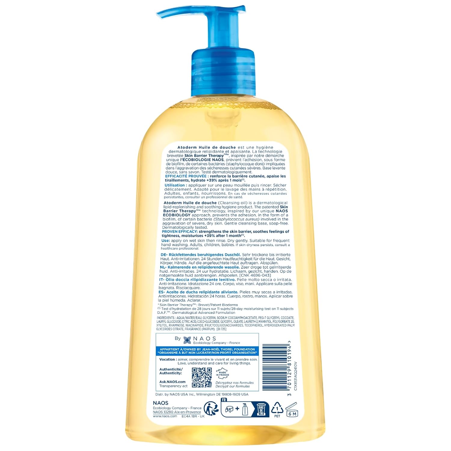 Bioderma Atoderm Shower Oil, Cleansing Oil For Face & Body, Nourishing Cleansing Oil For Dry to Atopic Sensitive Skin For Softer & Smooth Skin For Your Whole Family