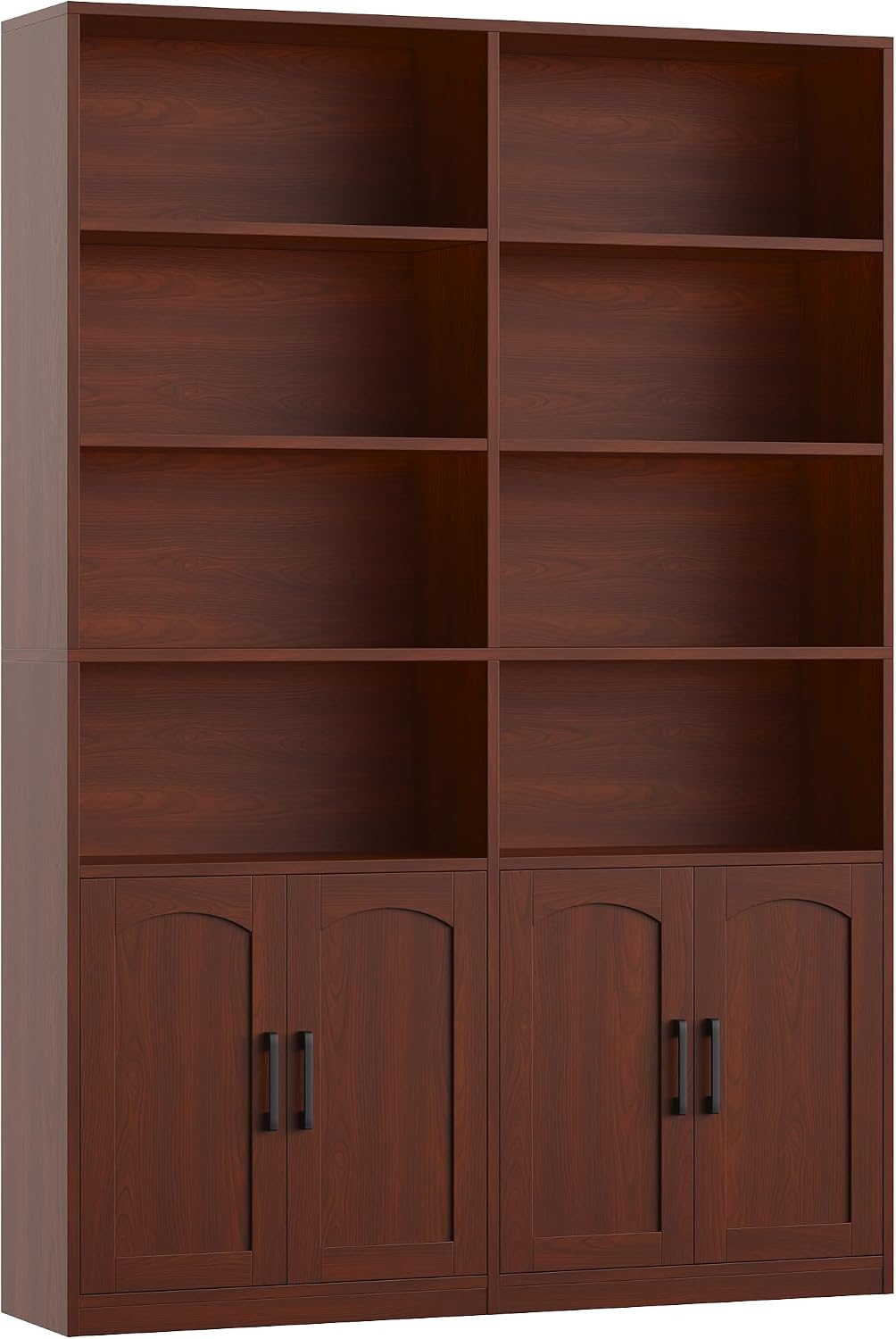 Bookshelf and Bookcase with Doors, Double Wide Large Bookshelves | Industrial Open Display Shelves 6 Tier, 73'' Tall Bookshelf with Storage Cabinets for Office,Home, Living Room, Library,White