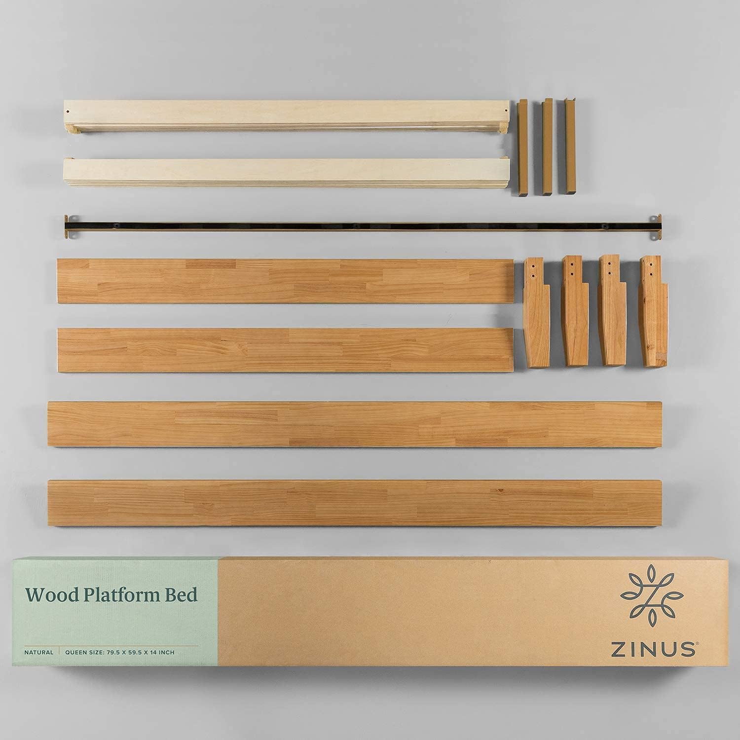 ZINUS Vivek Deluxe Wood Platform Bed Frame with Headboard, Wood Slat Support, No Box Spring Needed, Easy Assembly, Queen | Slatted Headboard, Wood Slat Support, No Box Spring Needed, Contemporary Design, Easy Assembly