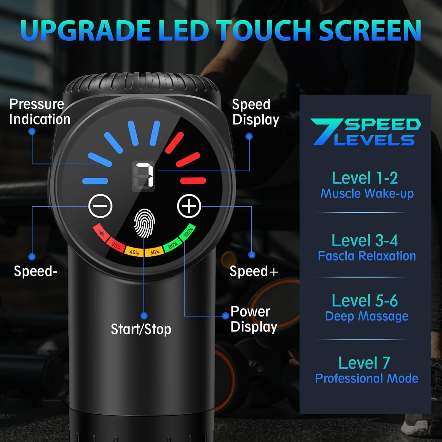 TOLOCO Massage Gun, Deep Tissue Back Massage for Athletes for Pain Relief, Percussion Massager with 10 Massages Heads & Silent Brushless Motor
